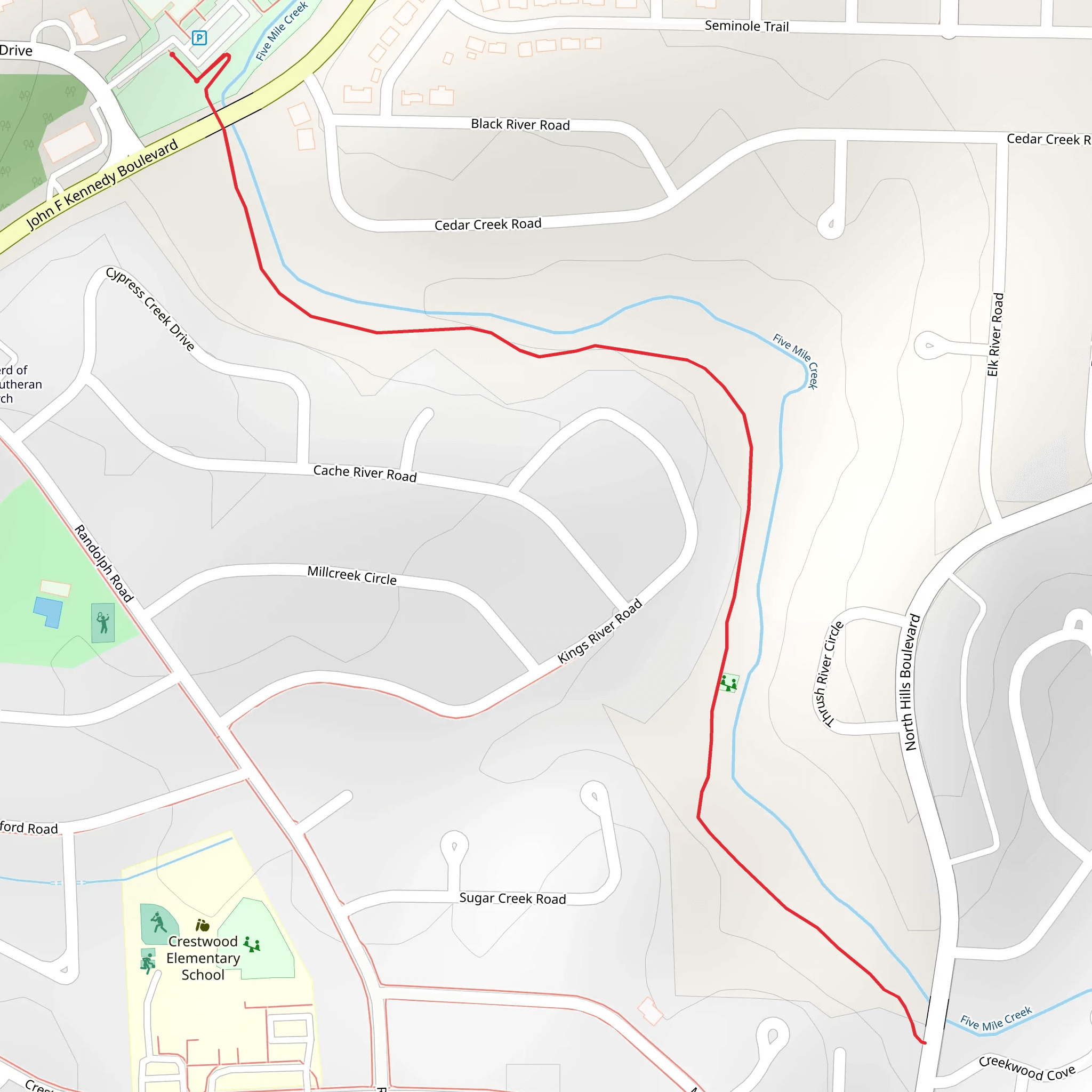 Five mile Creek Walk mobile static map