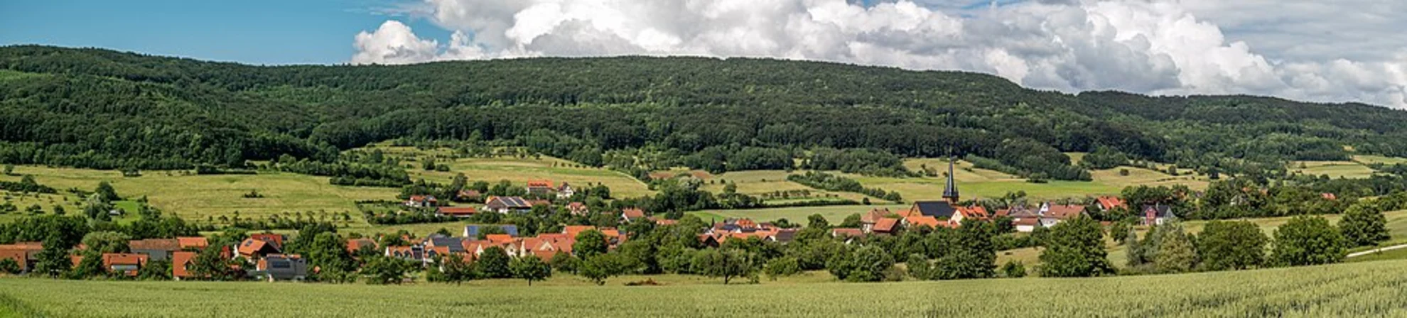 An image depicting the trail Litzendorf-Blick Loop via Ellertalwanderung and its surrounding area.