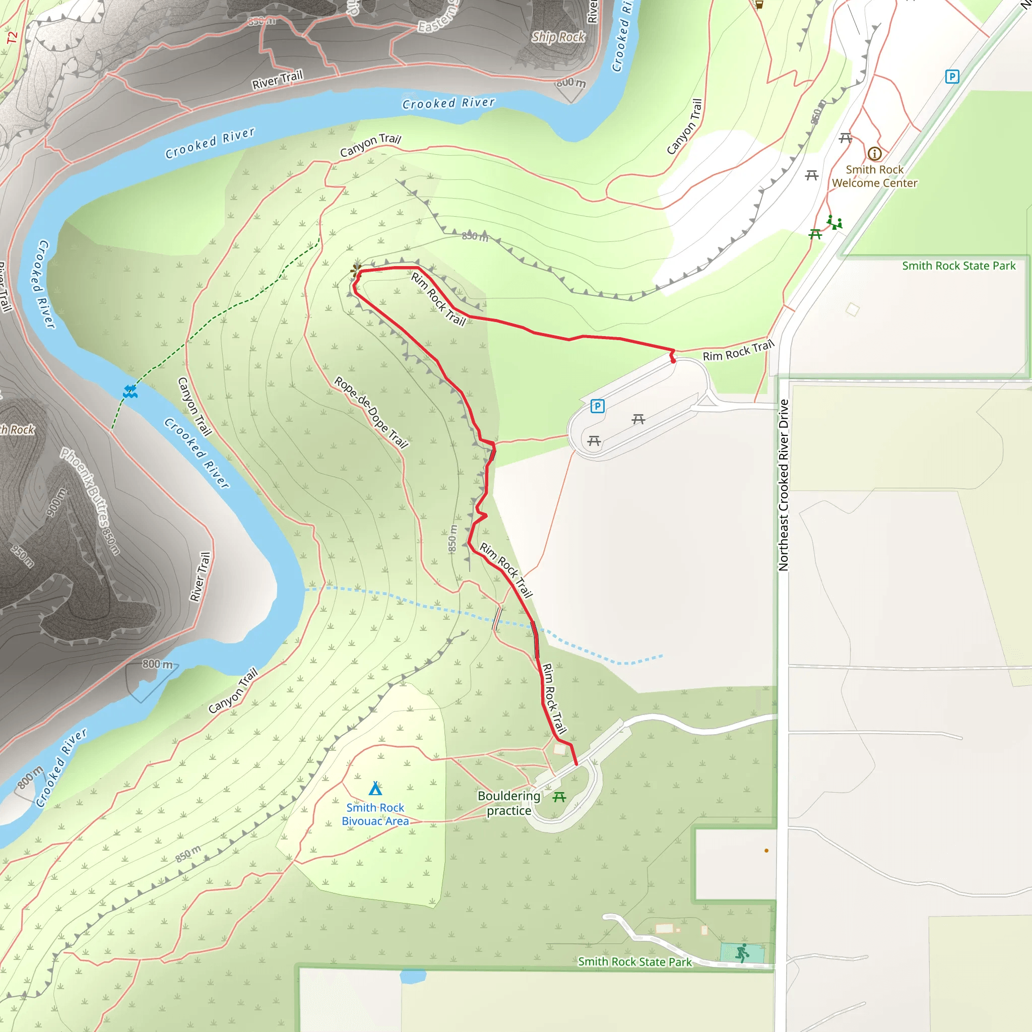 Rim Rock Trail mobile static map