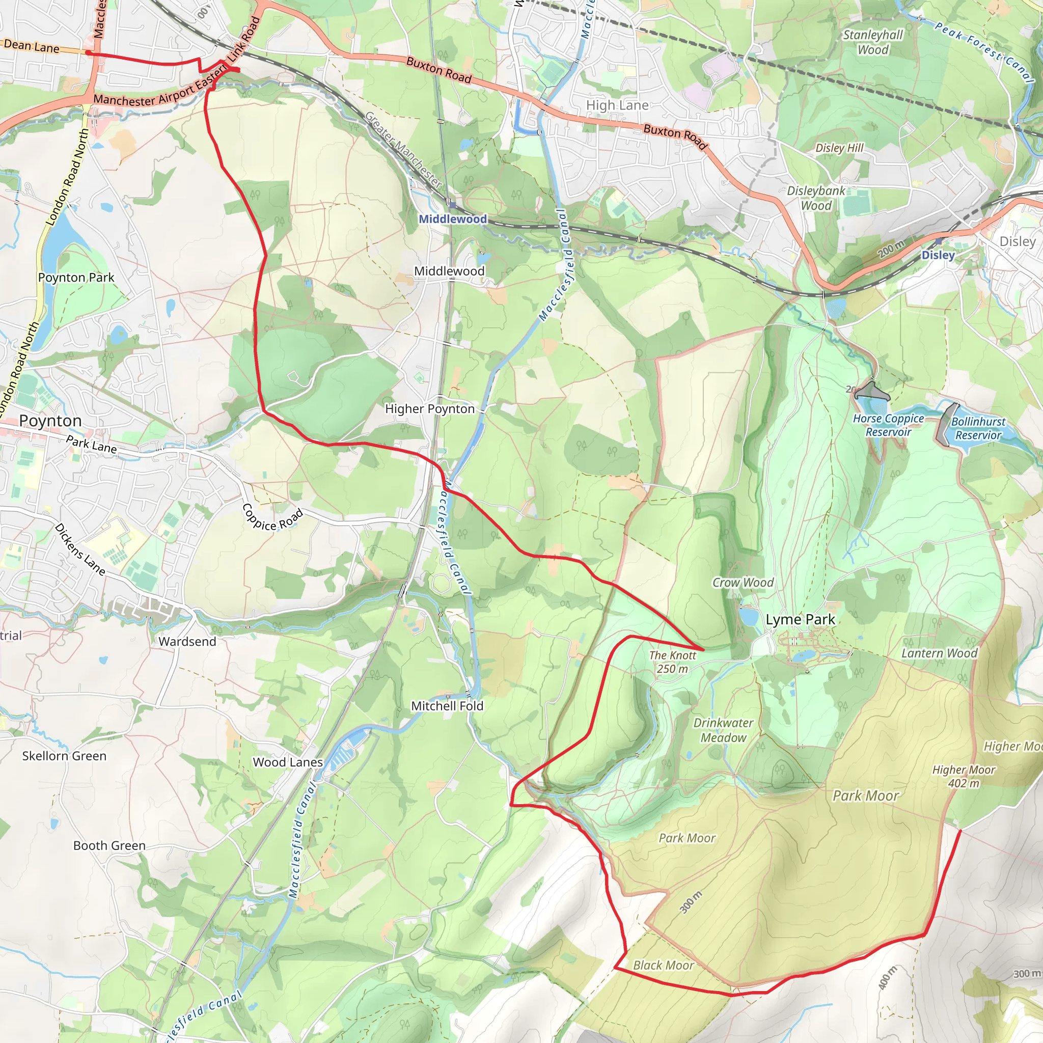 Bowstones Walk from Hazel Grove mobile static map