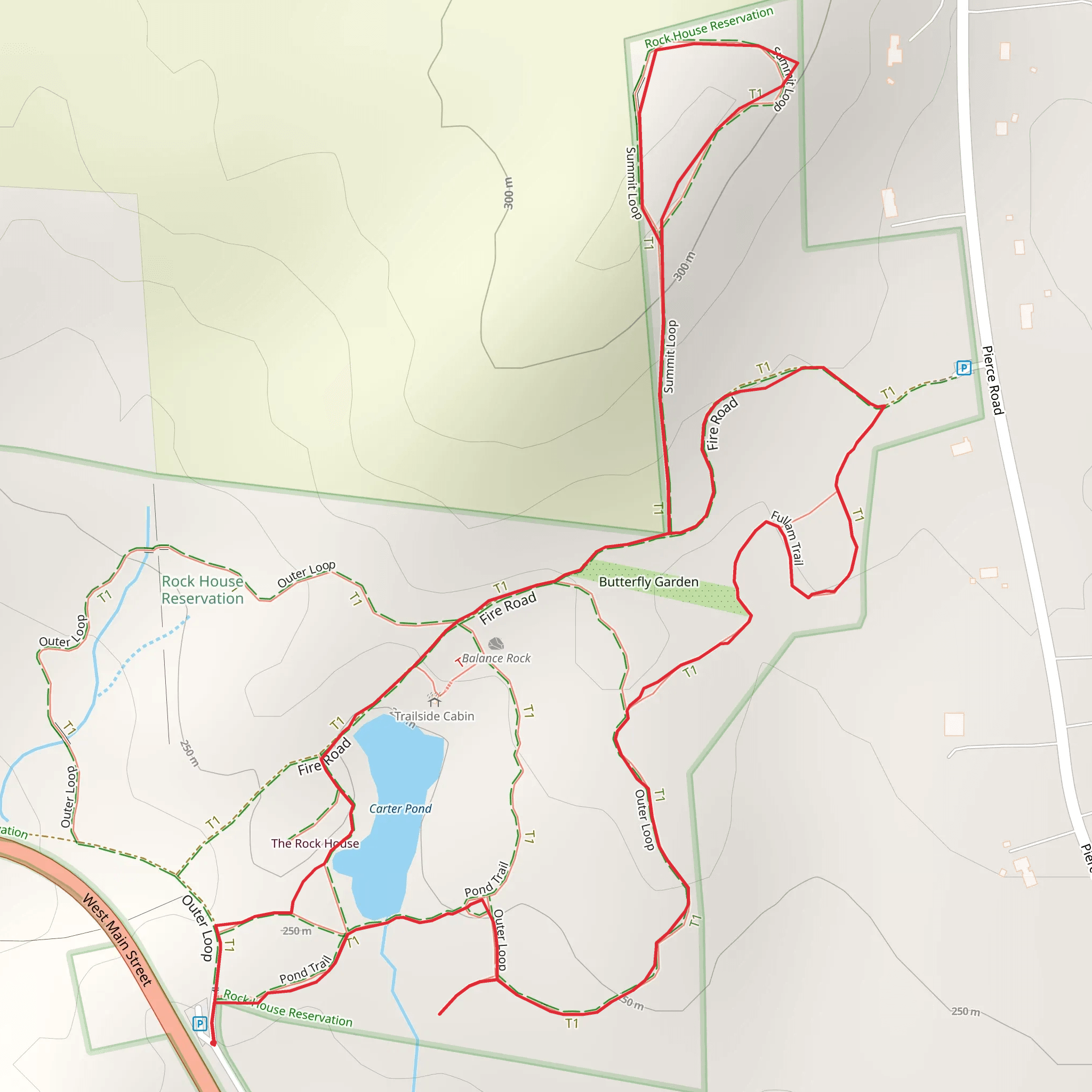 Carter Pond and Summit Trail Loop - Green mobile static map