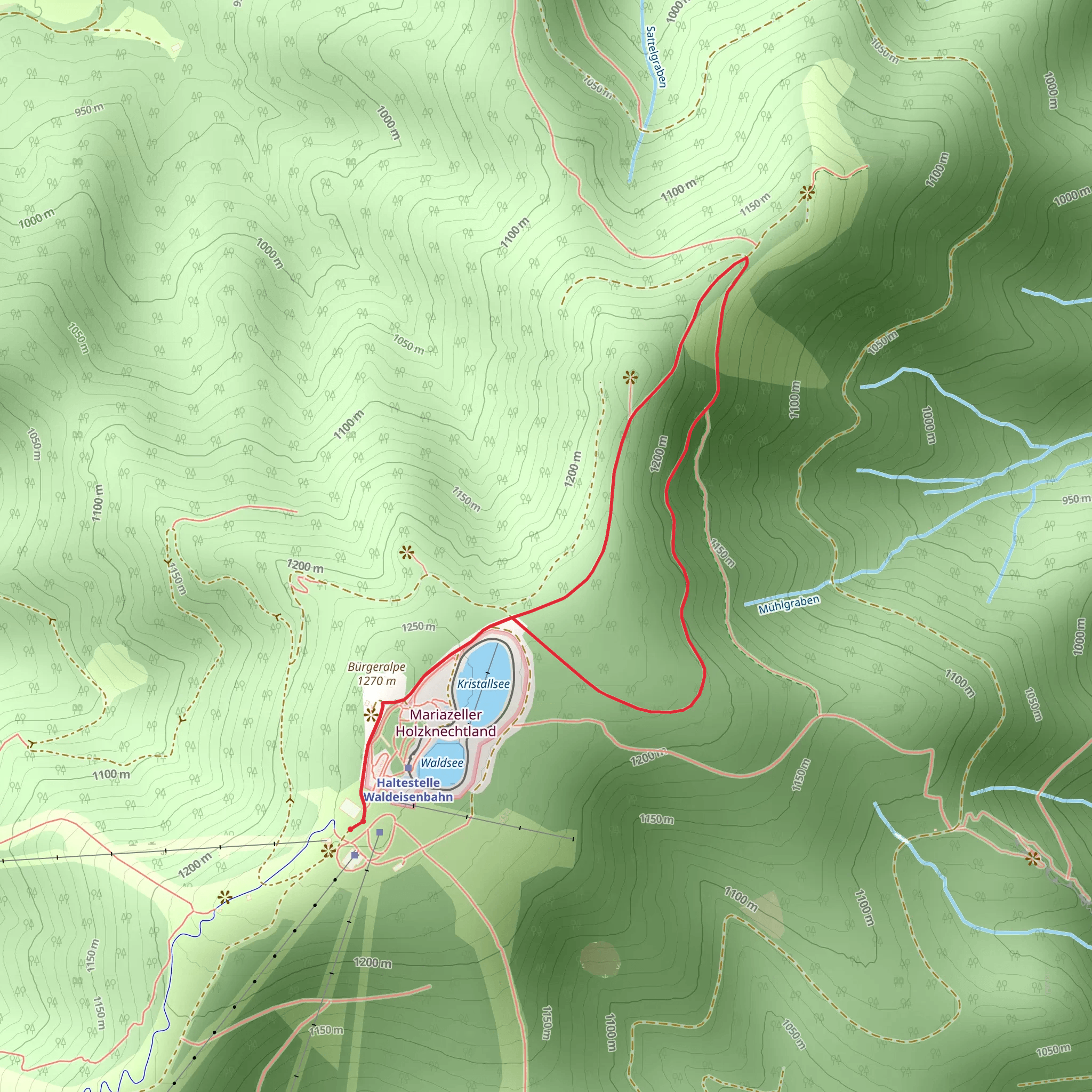 Kristallsee, Erlaufsee and Hubertussee Lakes View mobile static map
