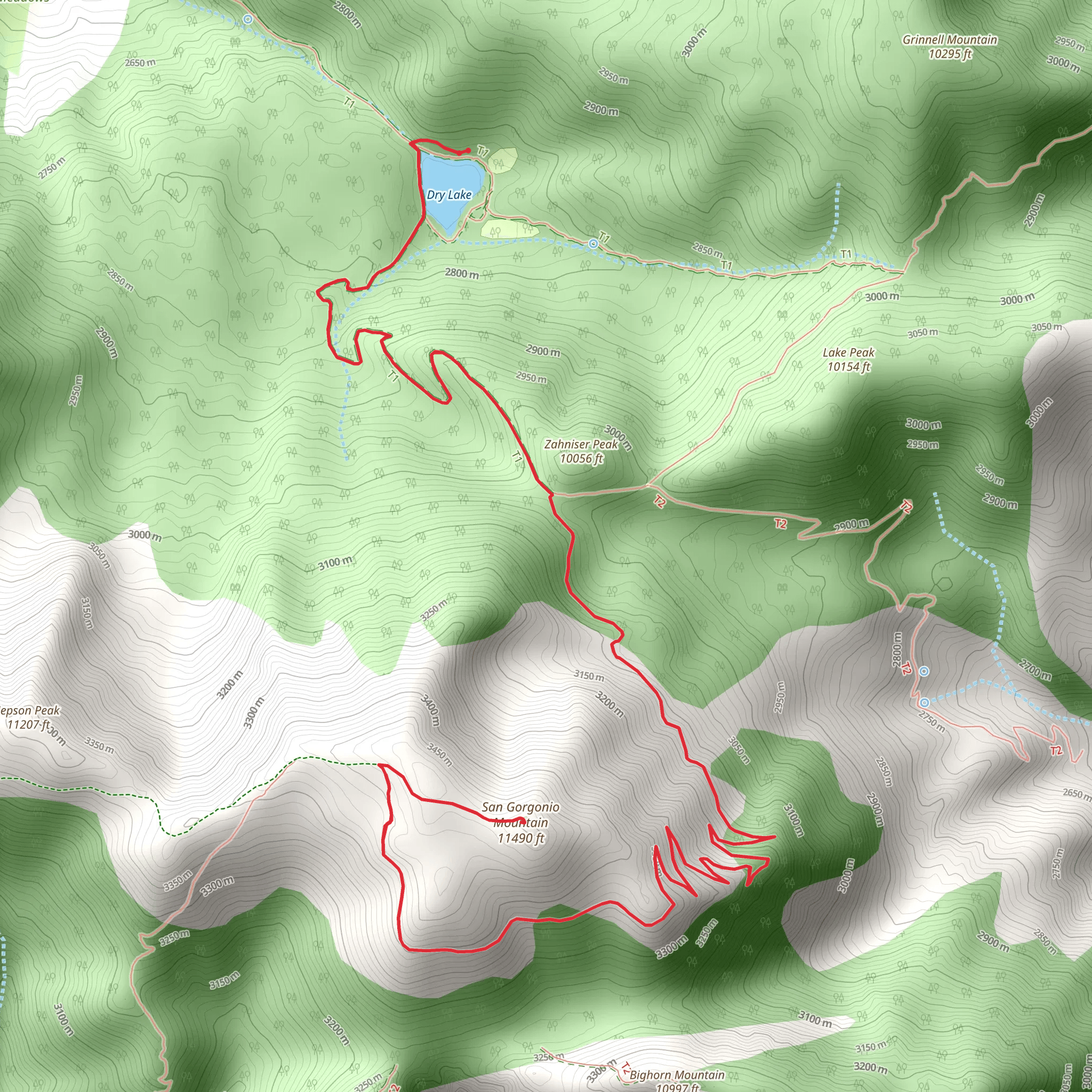 Dry Lake and San Gorgonio Mountain mobile static map