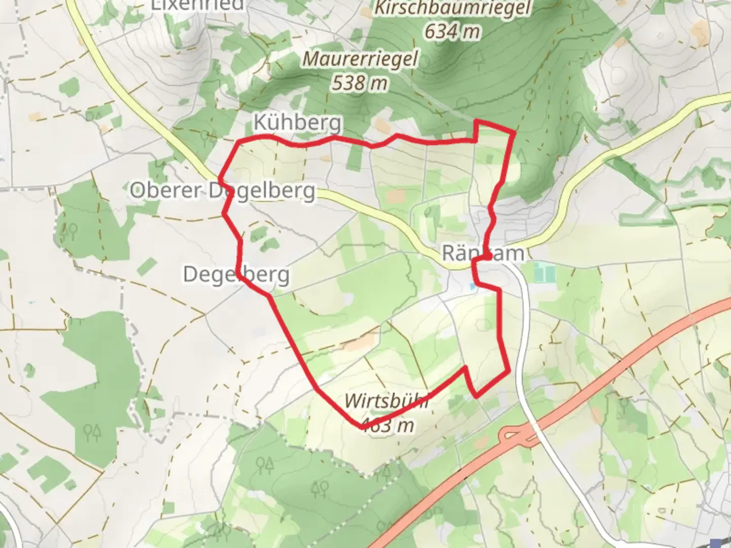 An image depicting the trail Ränkam Loop and its surrounding area.