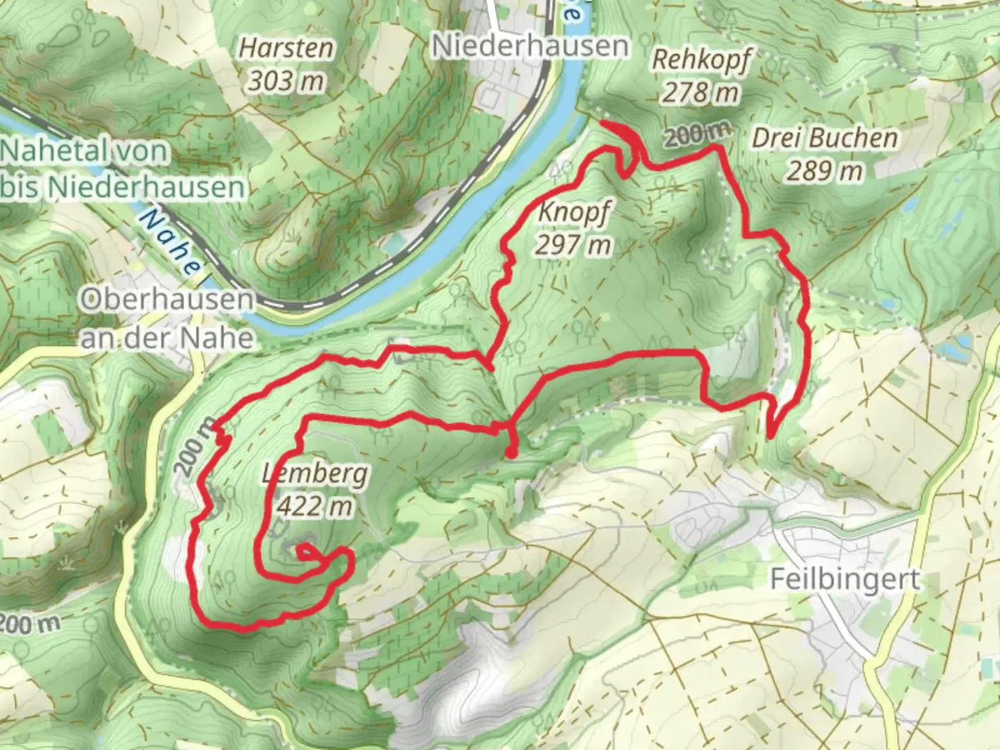 An image depicting the trail Silbersee via Findet Lemi - der Familien Wanderweg and Lemberger Waldgeister and its surrounding area.