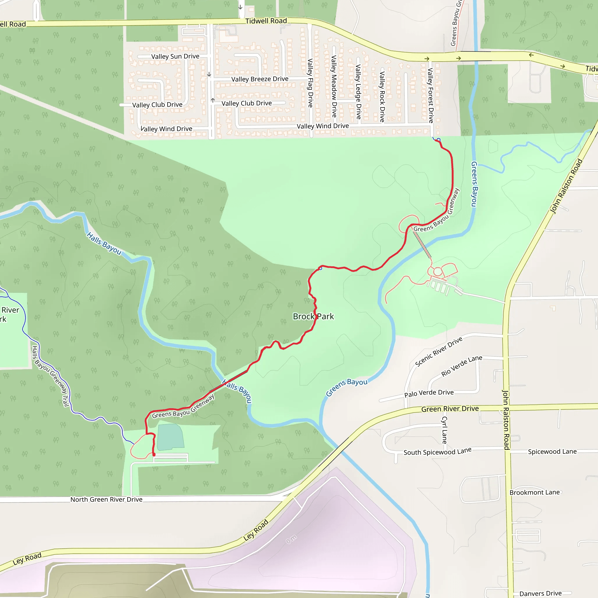Greens Bayou Greenway mobile static map