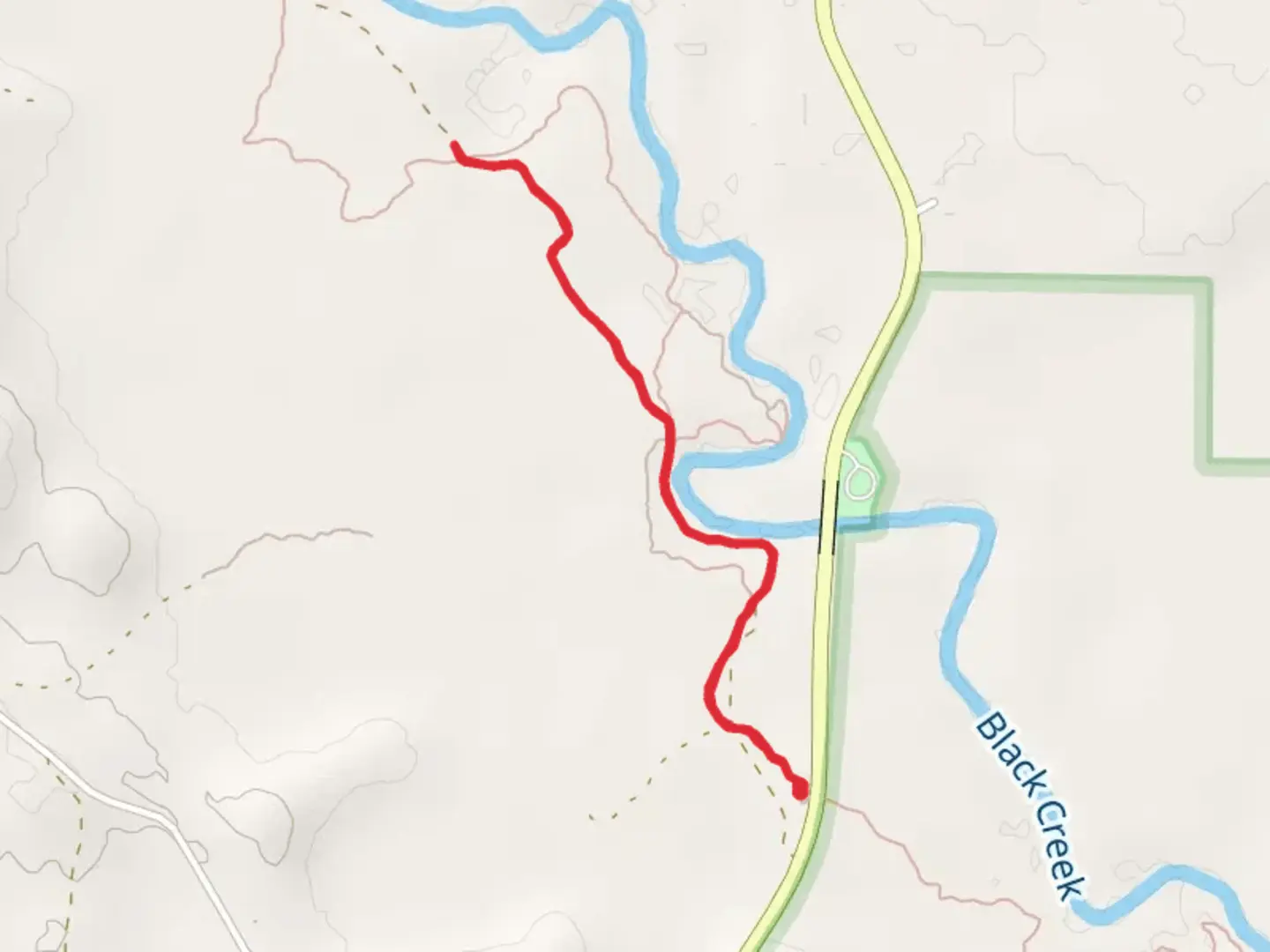 An image depicting the trail Janice Landing Recreation Site and Black Creek Trail and its surrounding area.