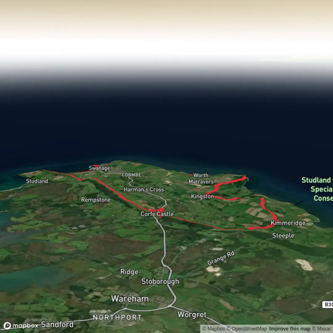 An image depicting the trail Dorset Endurance Life Marathon and its surrounding area.