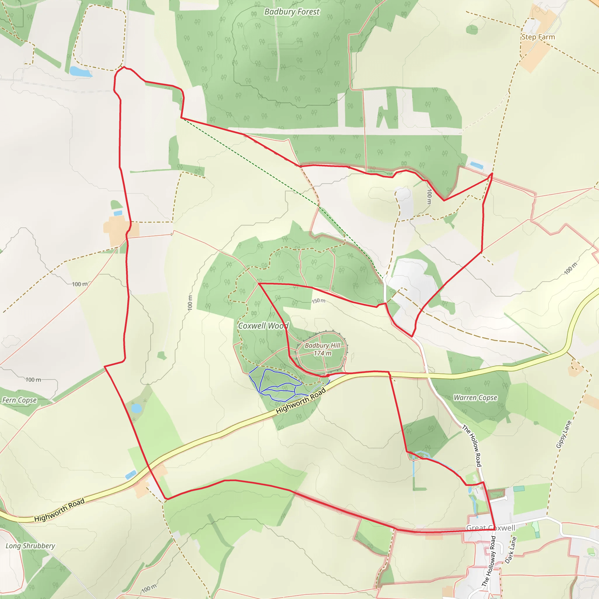 Badbury Hill - Great Barn at Great Coxwell mobile static map