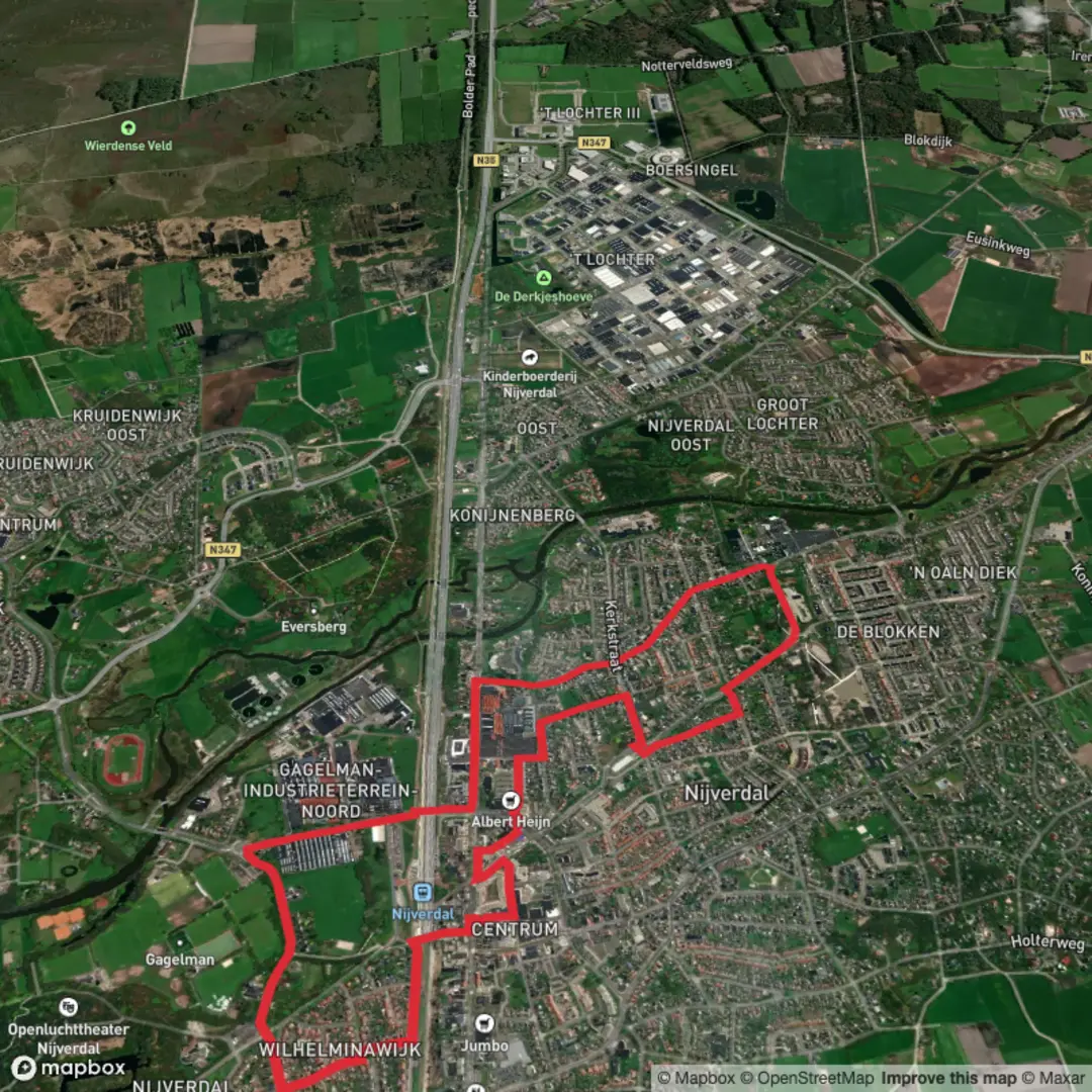 An image depicting the trail Nijvere Loper Loop and its surrounding area.