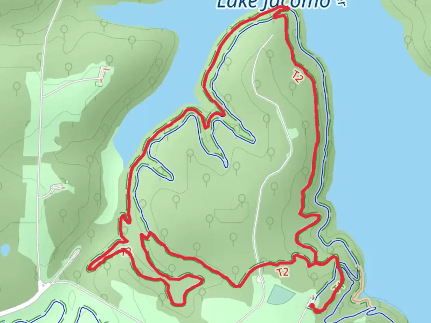 An image depicting the trail Rock Ledges Loop and its surrounding area.
