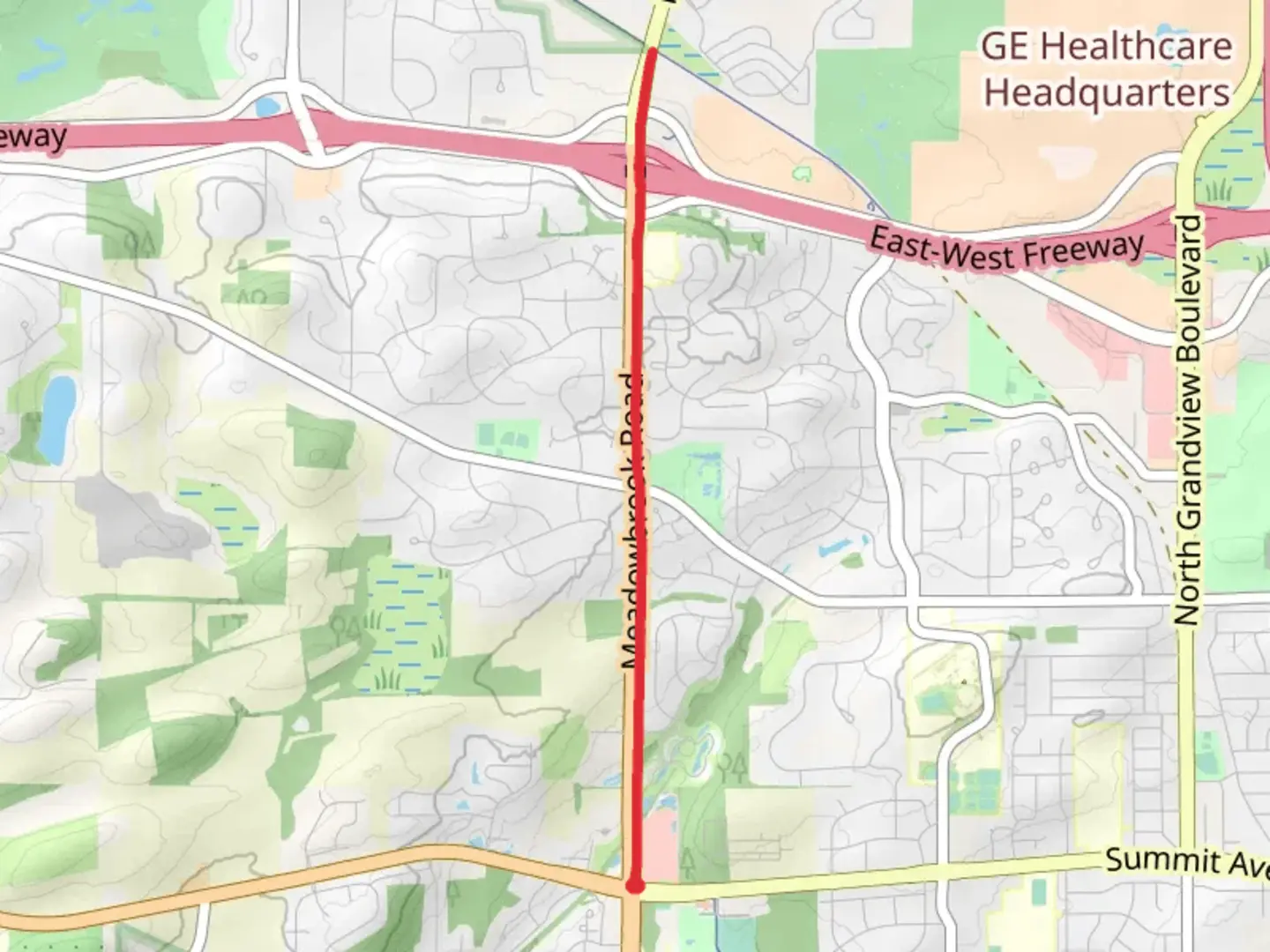 An image depicting the trail Meadowbrook Trail - Summit Avenue and its surrounding area.