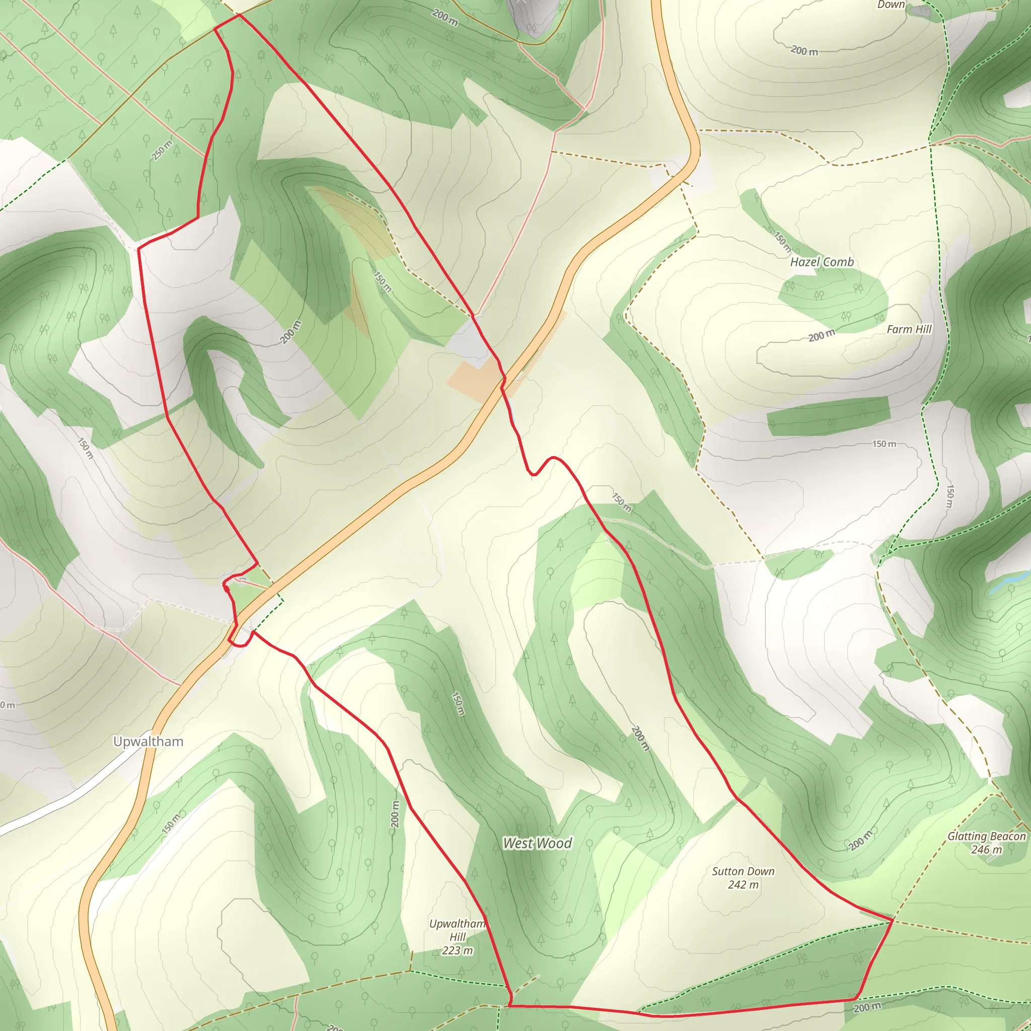 West Wood and Crown Tegleaze Loop mobile static map