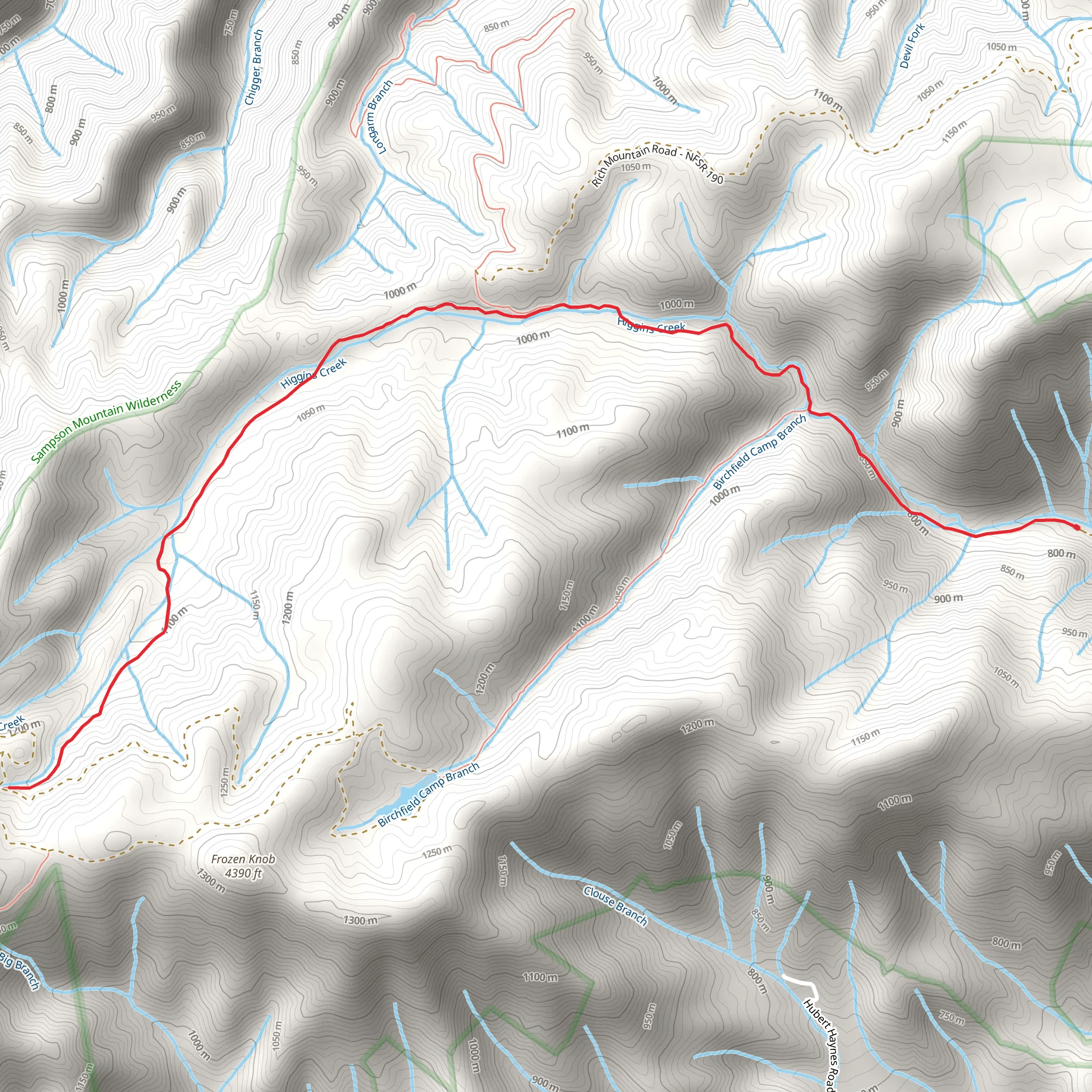 Higgins Creek Trail mobile static map