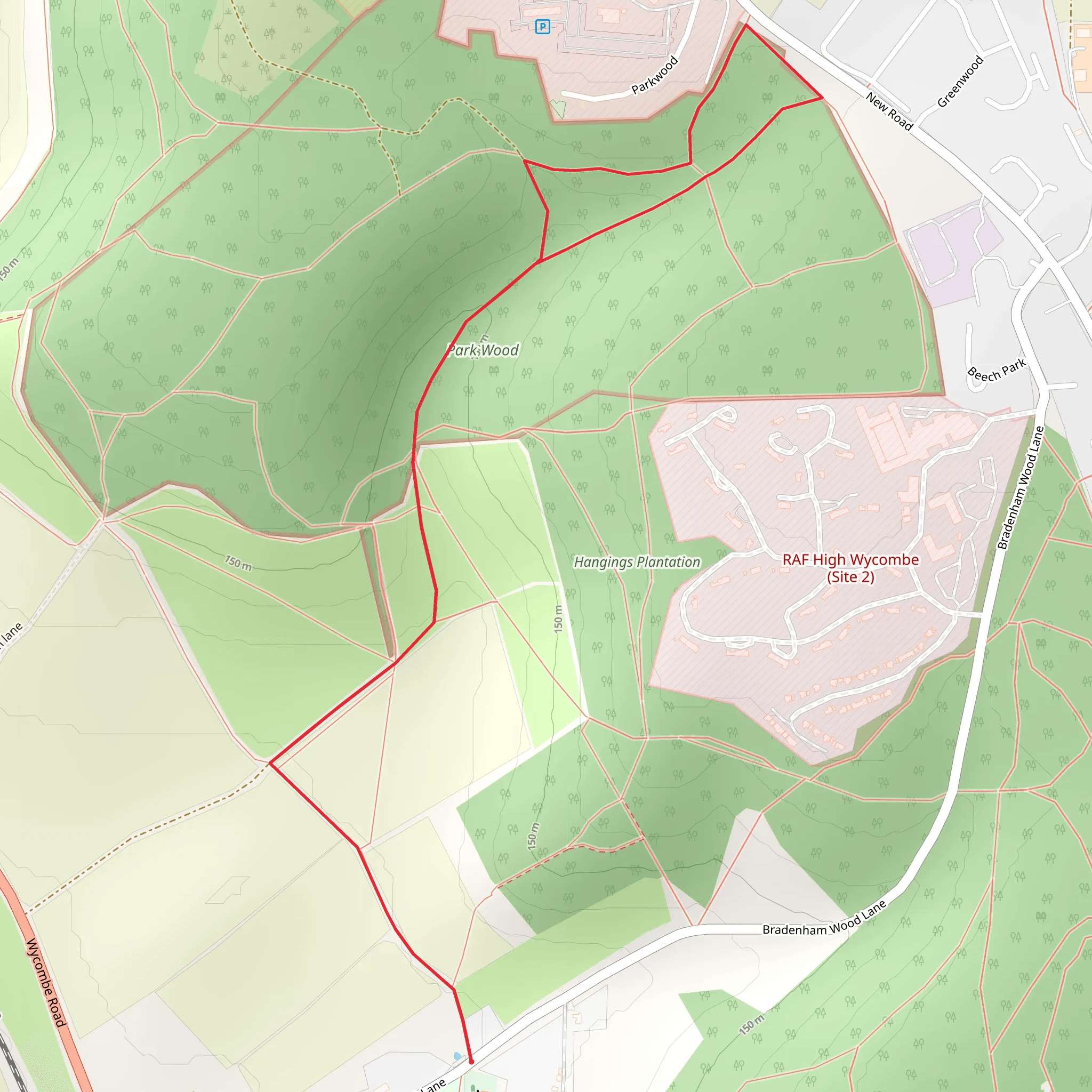 Park Wood Loop - Bradenham mobile static map