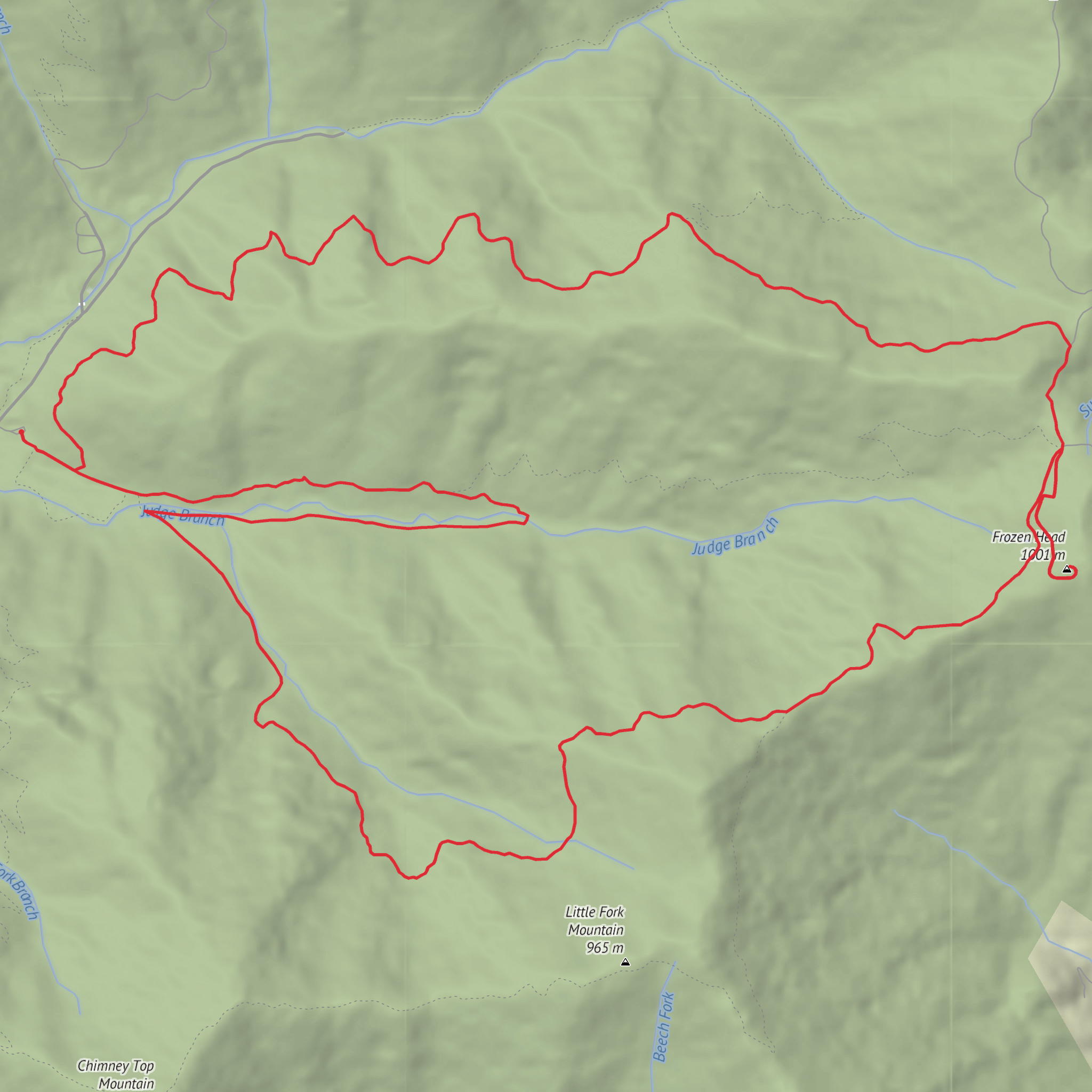 Frozen Head via North Old Mac Trail and Spicewood Trail mobile static map