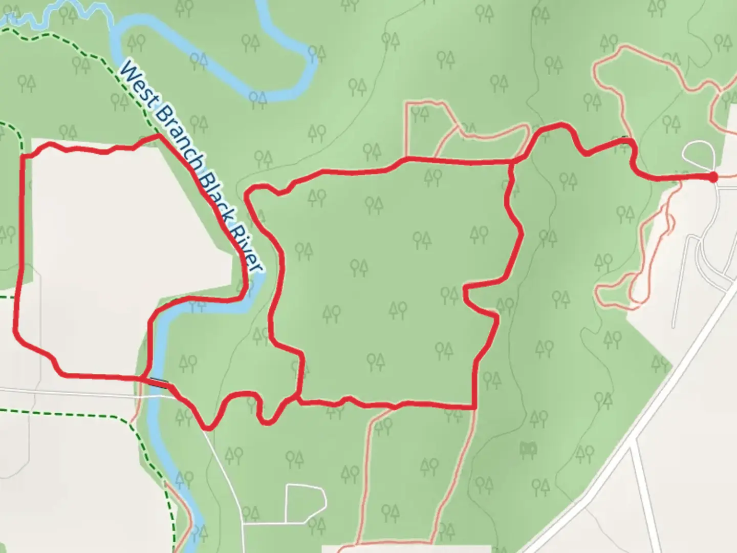 An image depicting the trail Meadow Loop Trail and Northern Loop Horse Trail and its surrounding area.