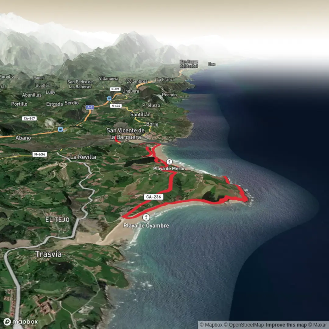 An image depicting the trail Parque Natural de Oyambre - May 7 and its surrounding area.