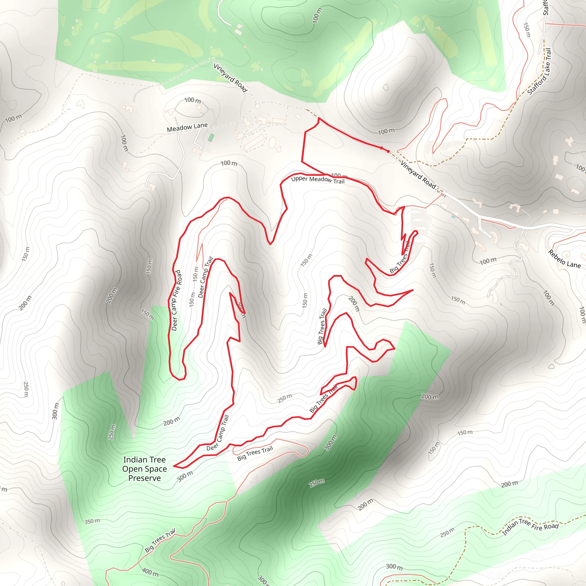 Vineyard Road, Big Trees and Deer Camp Loop Trail mobile static map
