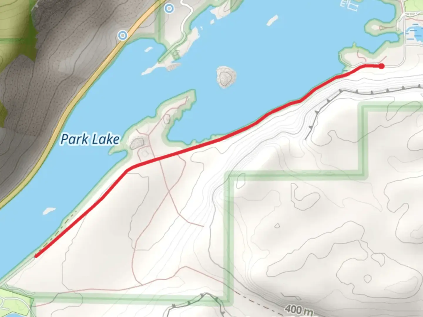 An image depicting the trail Park Lake Trail and its surrounding area.