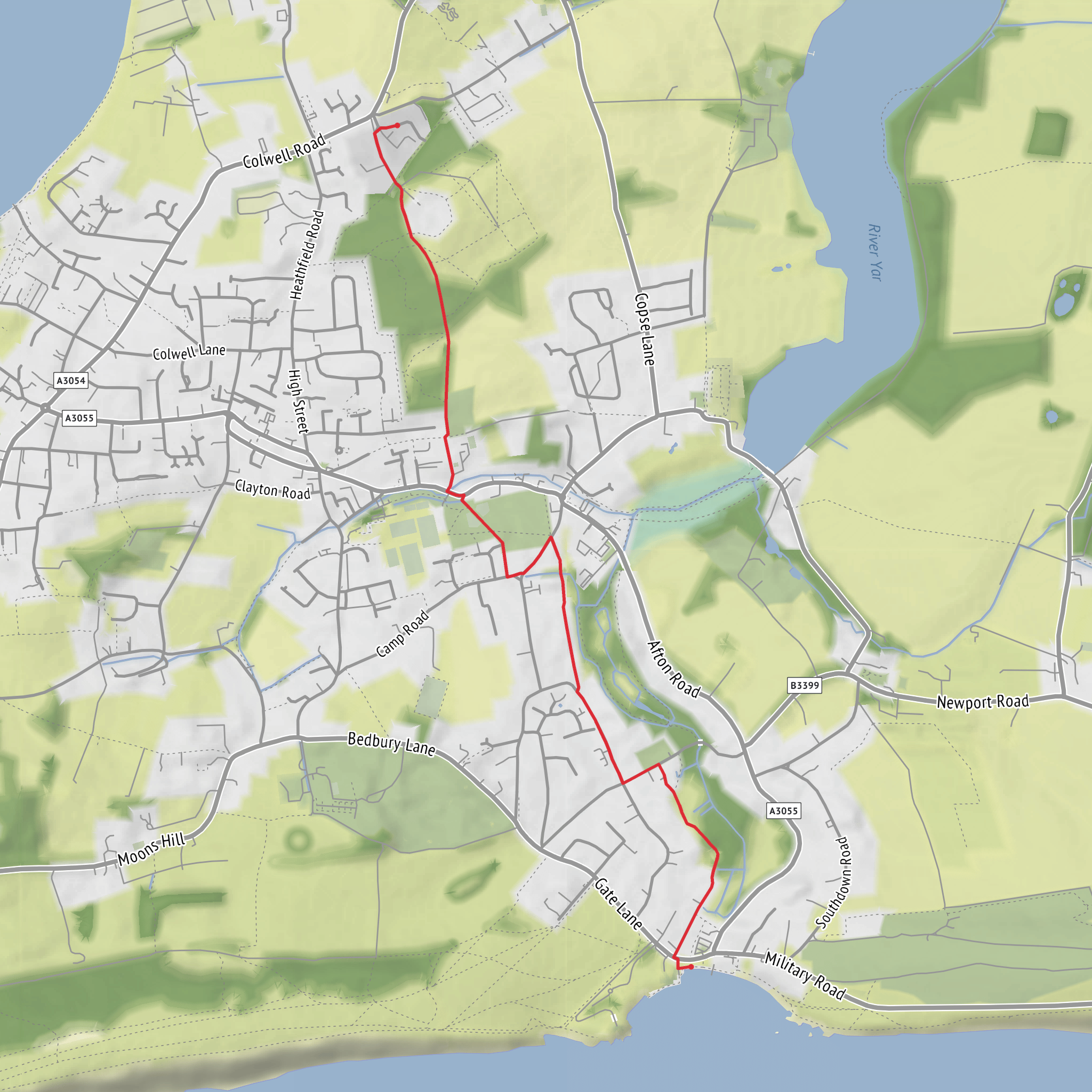 Golden Hill Fort to Freshwater Bay mobile static map