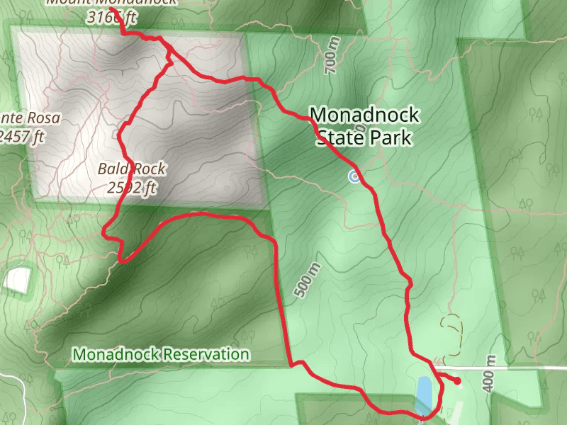 Mount Monadnock and Bald Rock Loop via Poole Reservoir