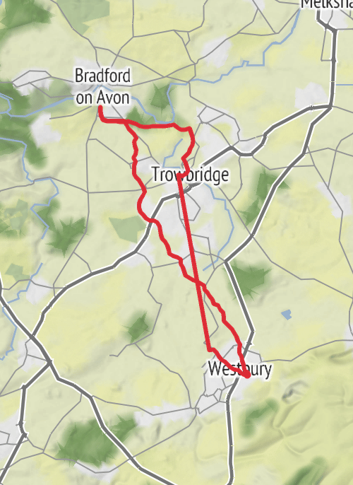Hike on Hike from Westbury to bradford on avon mobile static map