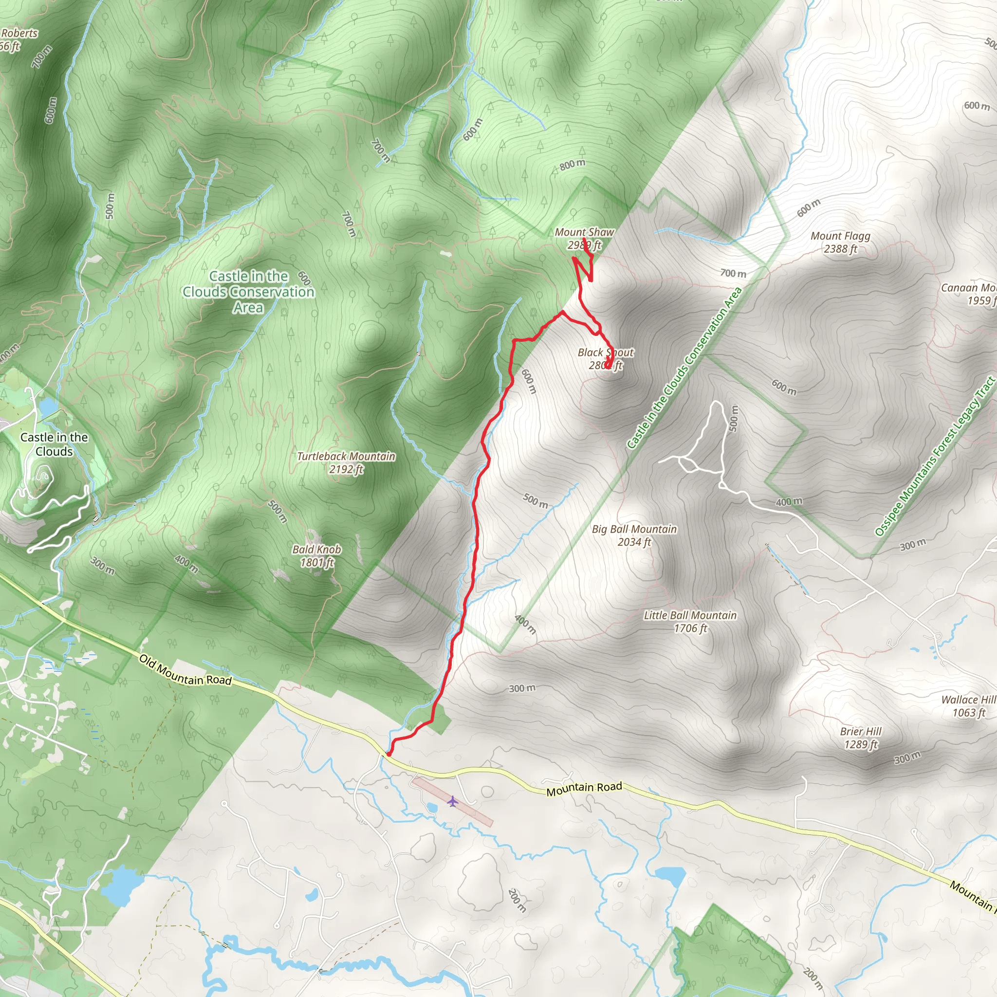 Black Snout and Mount Shaw via Mount Shaw Trail mobile static map