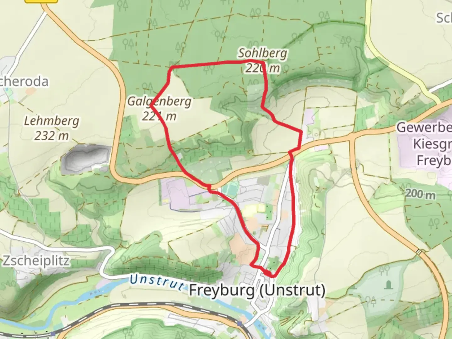 An image depicting the trail Sohlberg via Göhle Rundweg and its surrounding area.