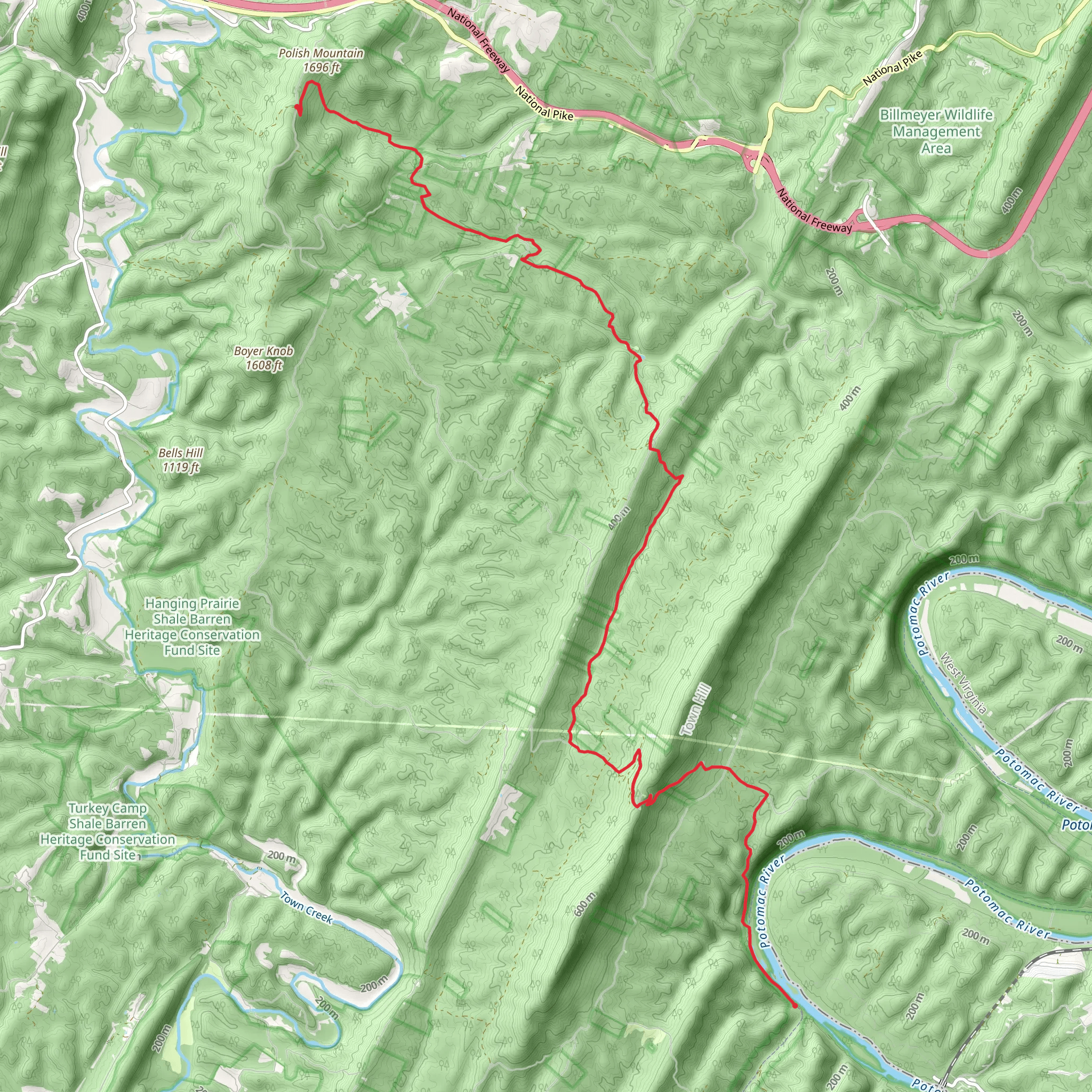 Great Eastern Trail to Chesapeake and Ohio Canal Trail mobile static map