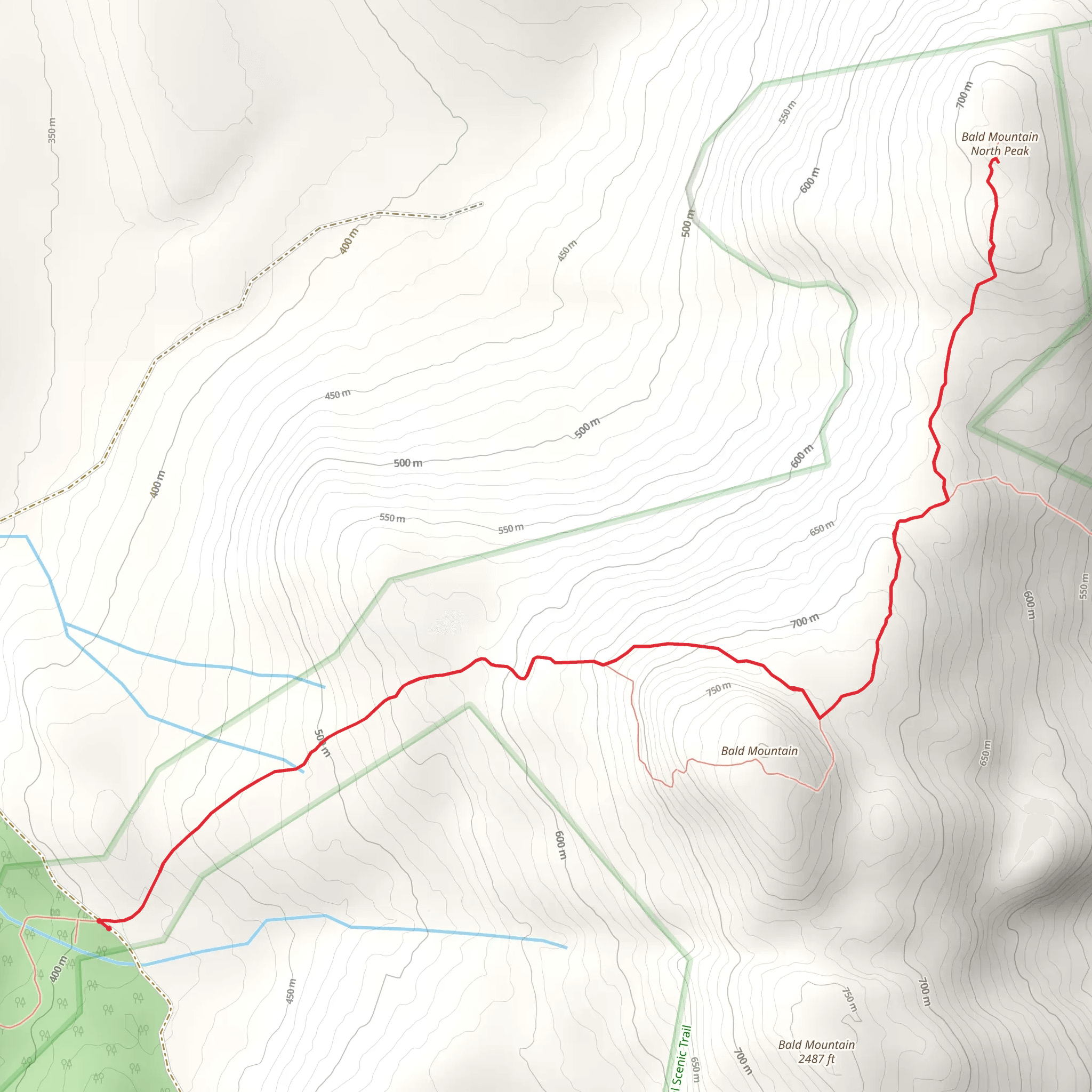 Bald Mountain via Appalachian Trail mobile static map