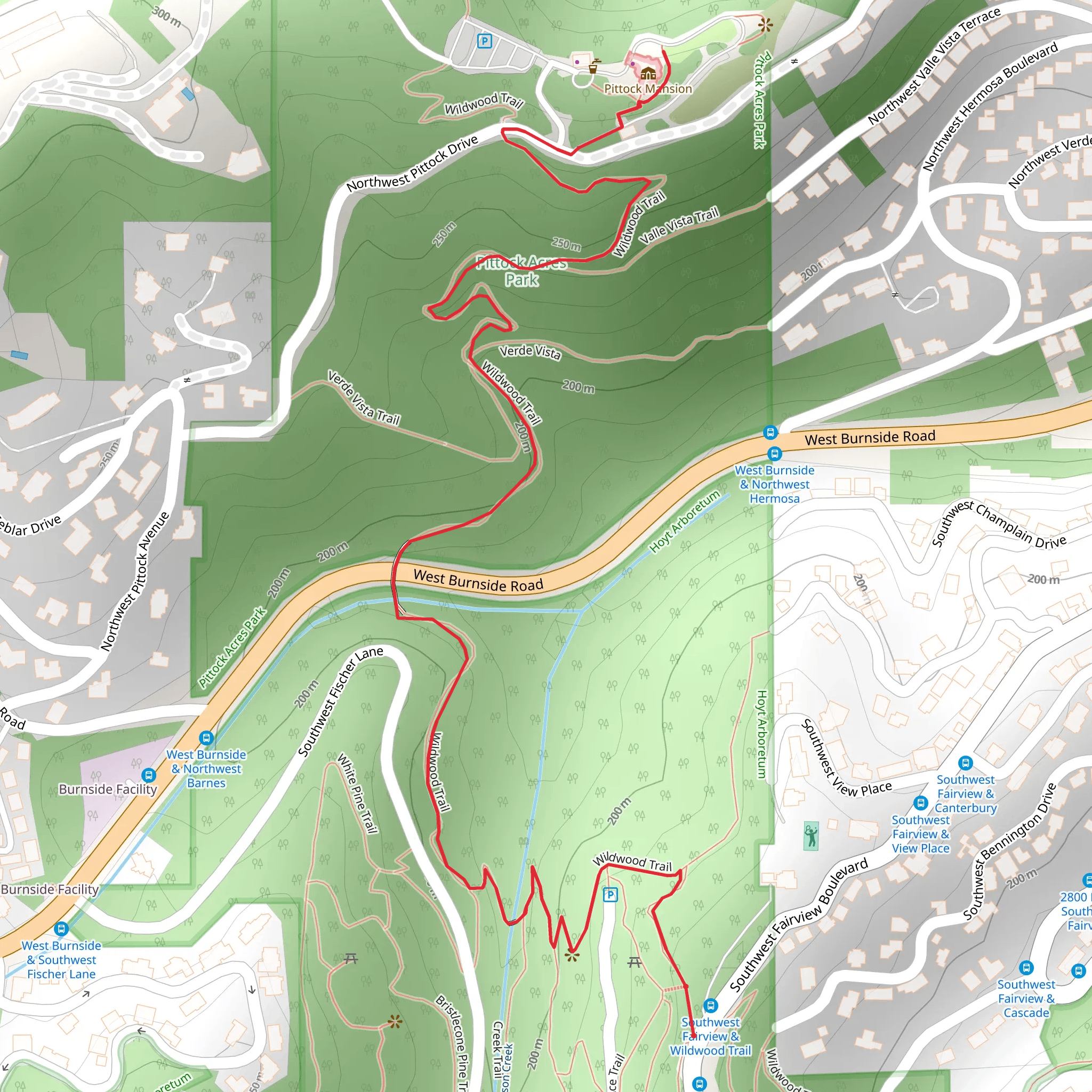 Wildwood Short Trail Out and Back mobile static map