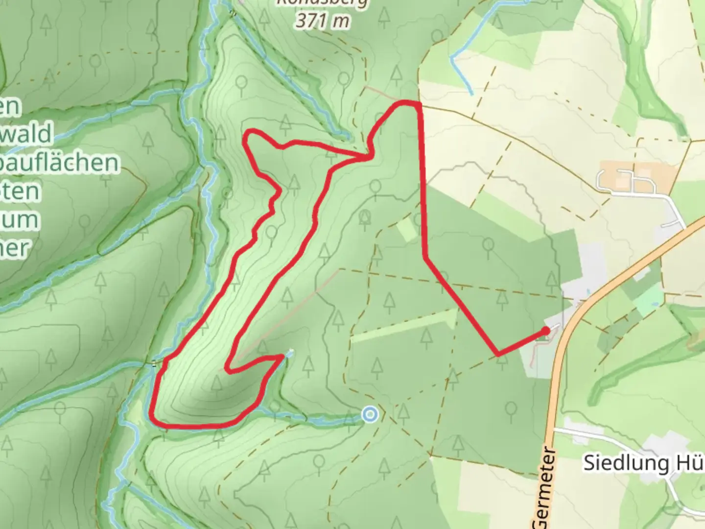 An image depicting the trail Aussicht Wehetal - Hürtgenwald - Westwall Loop via Paul Boesch Weg and its surrounding area.