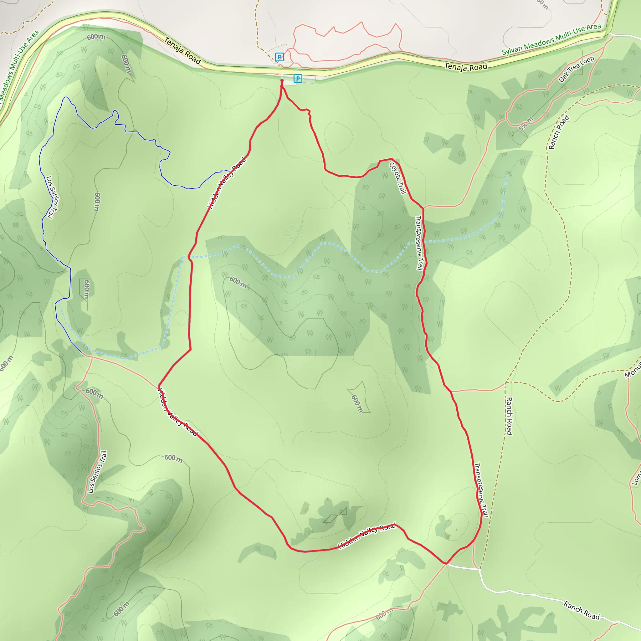 Hidden Valley Road and Transpreserve Trail Loop mobile static map
