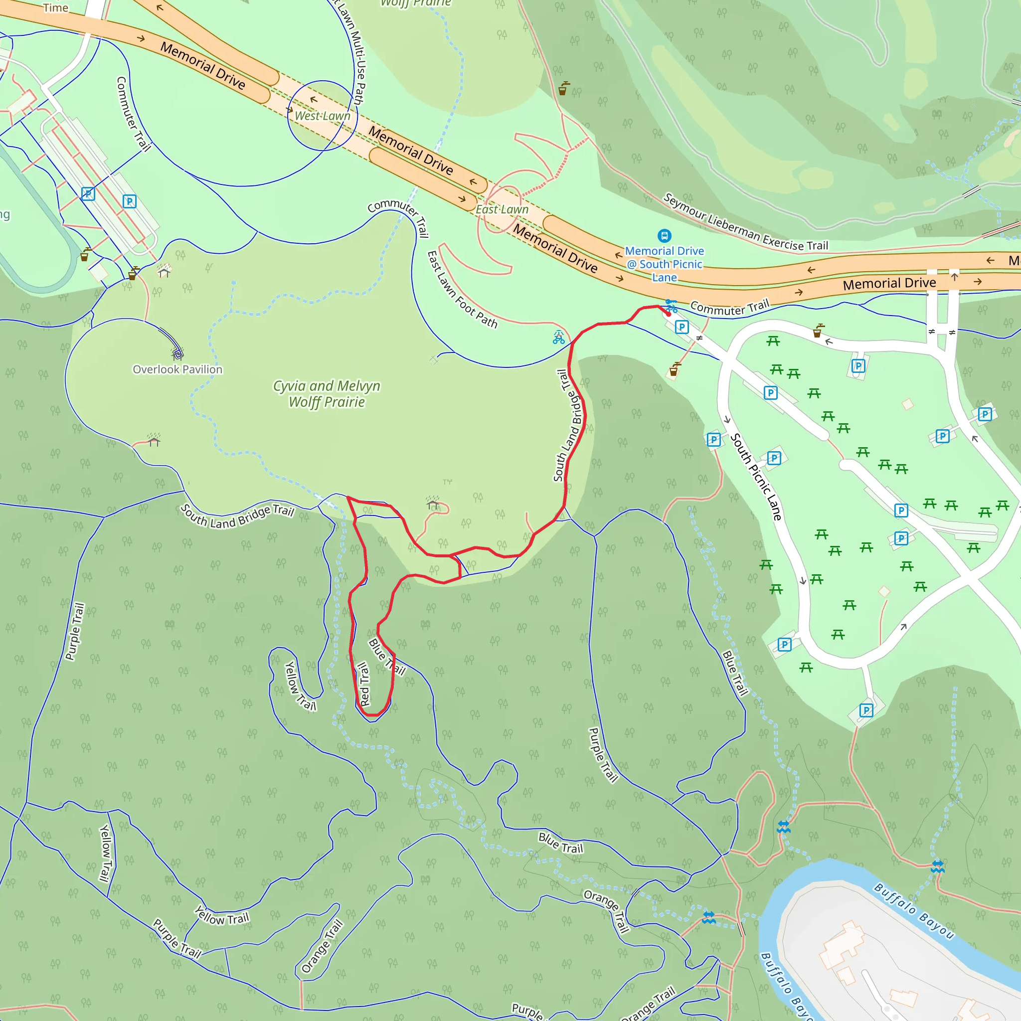 South Land Bridge Red Loop Trail mobile static map