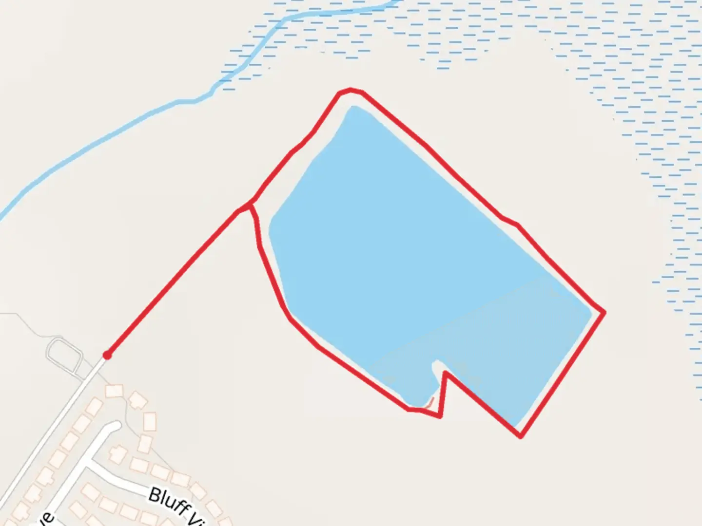 An image depicting the trail Bluff View Drive Loop and its surrounding area.