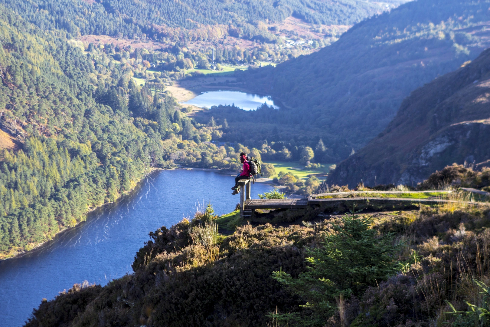 An image depicting the trail Glendalough - White Route and its surrounding area.