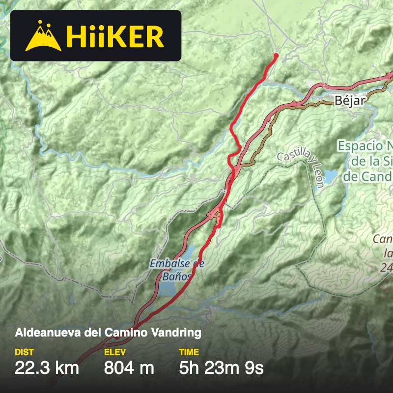 A map preview of the recording Aldeanueva del Camino Vandring.