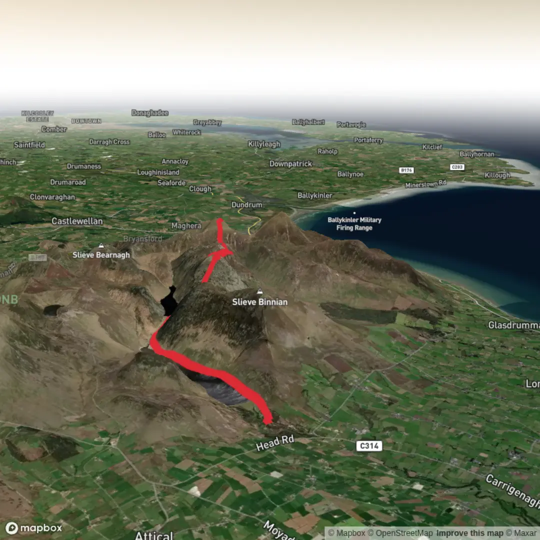 An image depicting the trail Mourne AONB - Silent Valley Reservoir and Ben Crom Reservoir and its surrounding area.