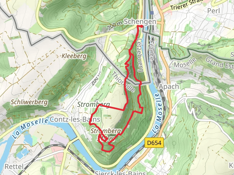 Stromberg via Schengen Grenzenlos and Moselle Trail