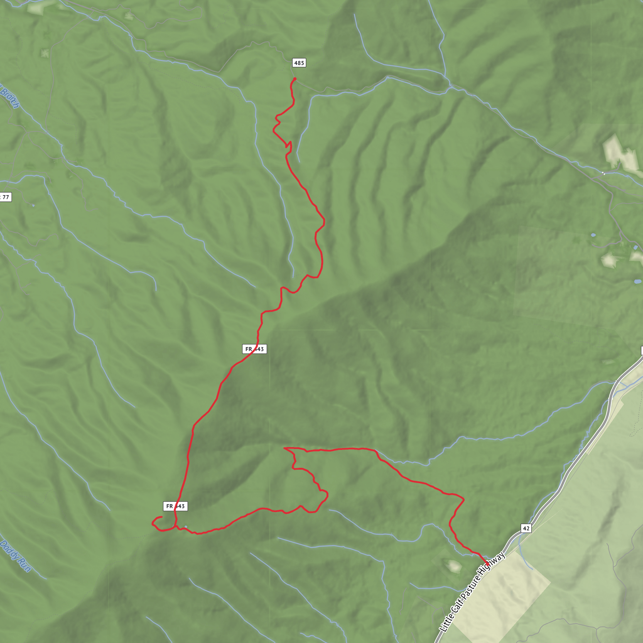 Elliot Knob via N Mountain Trail and Falls Hollow Trail mobile static map