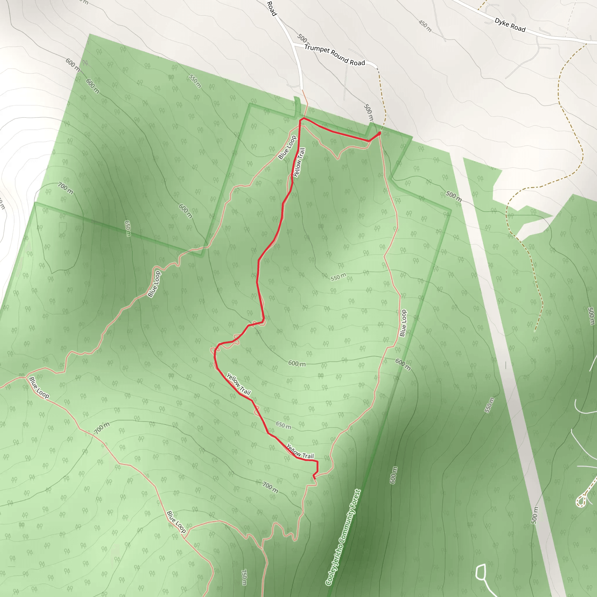Trumpet Round Road Out and Back mobile static map