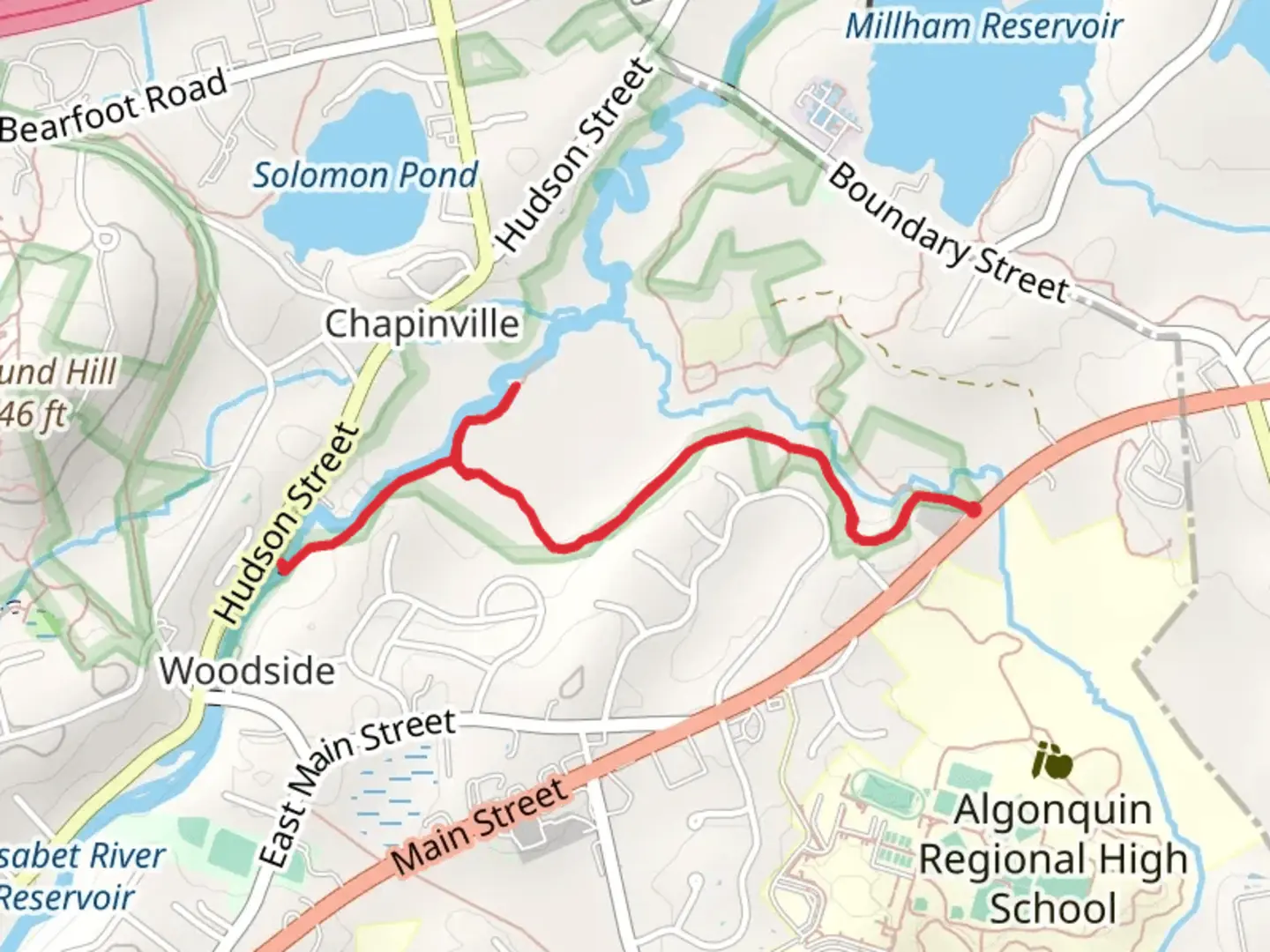 An image depicting the trail Assabet River via Old Farm Trail and its surrounding area.