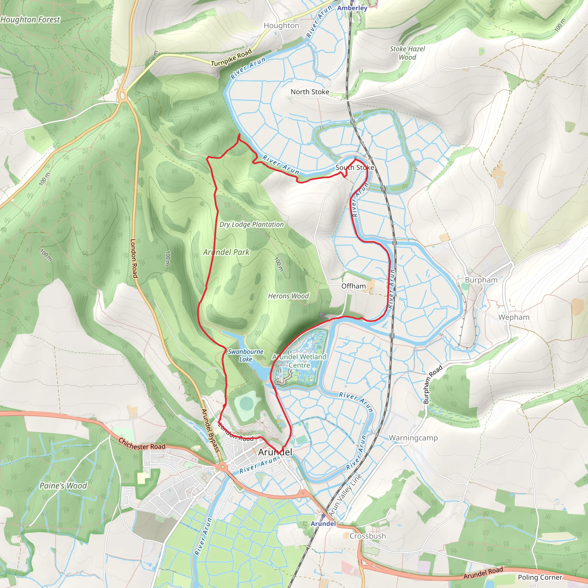 Arundel and South Stoke Loop mobile static map