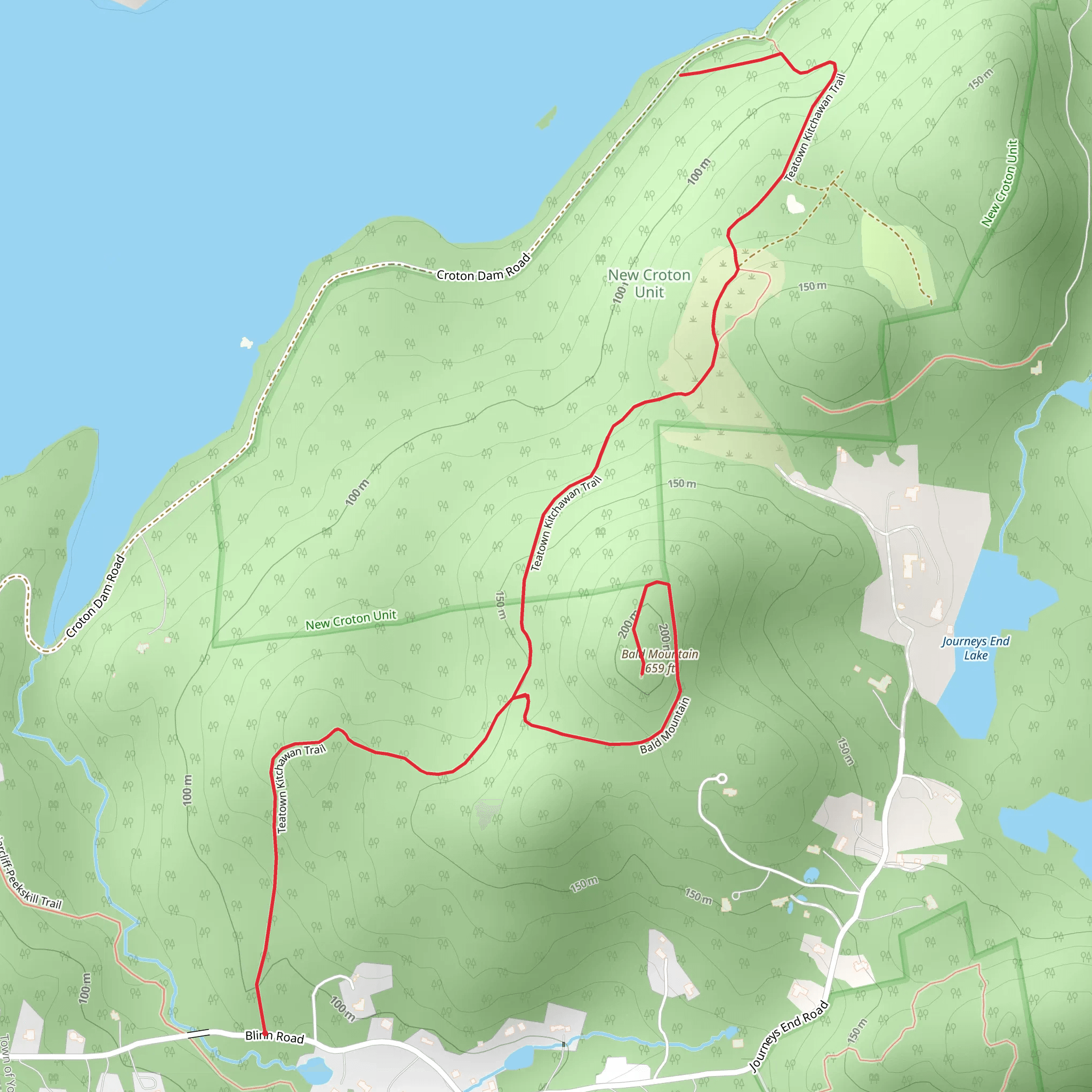Bald Mountain Teatown Kitchawan Trail mobile static map