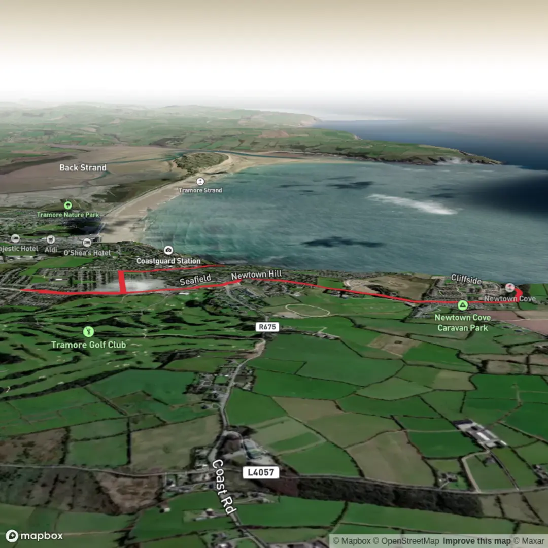 An image depicting the trail Tramore Newtown Loop and its surrounding area.
