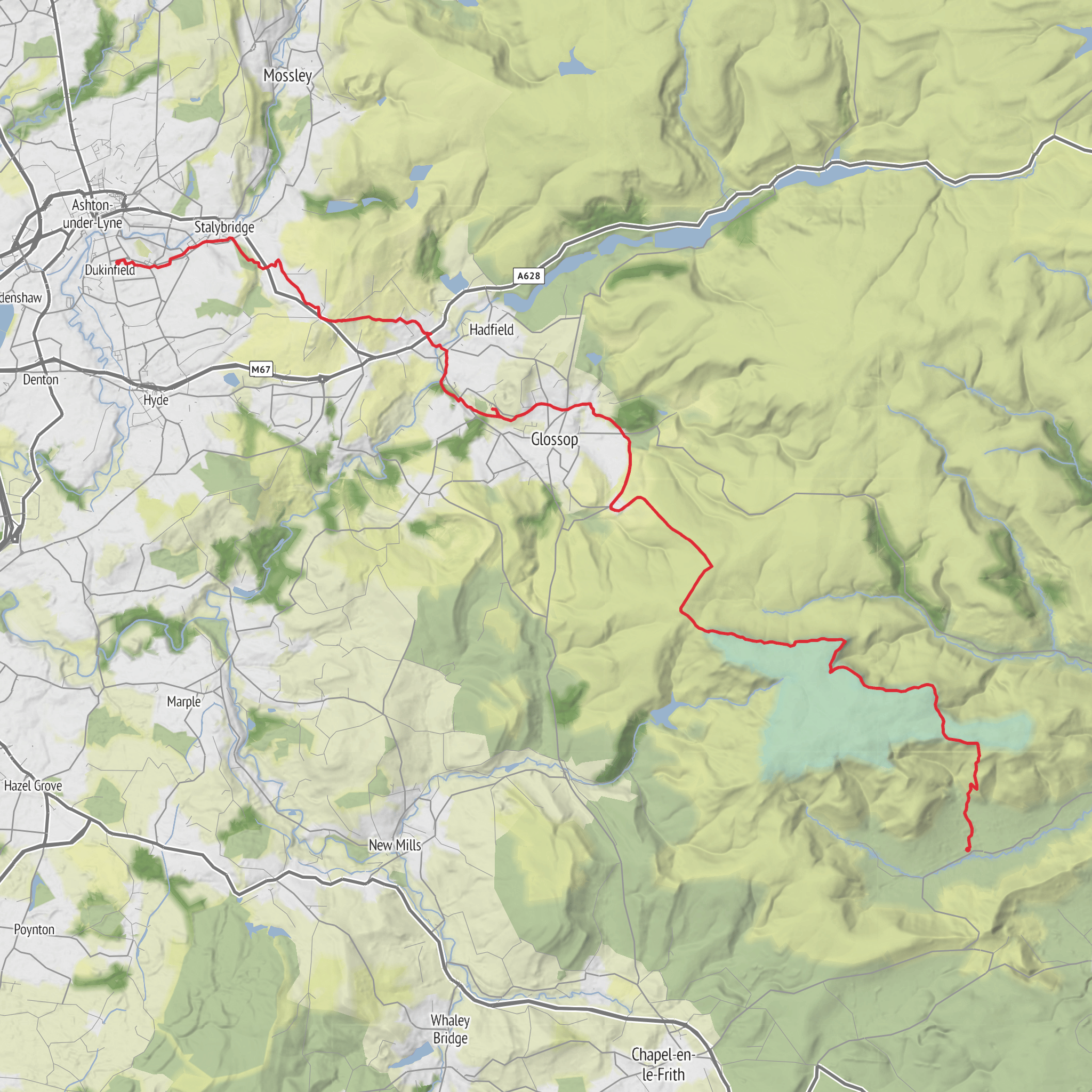 Hike from Edale via The Nab, Fairbrook Naze and Eastwood Nature Reserve mobile static map