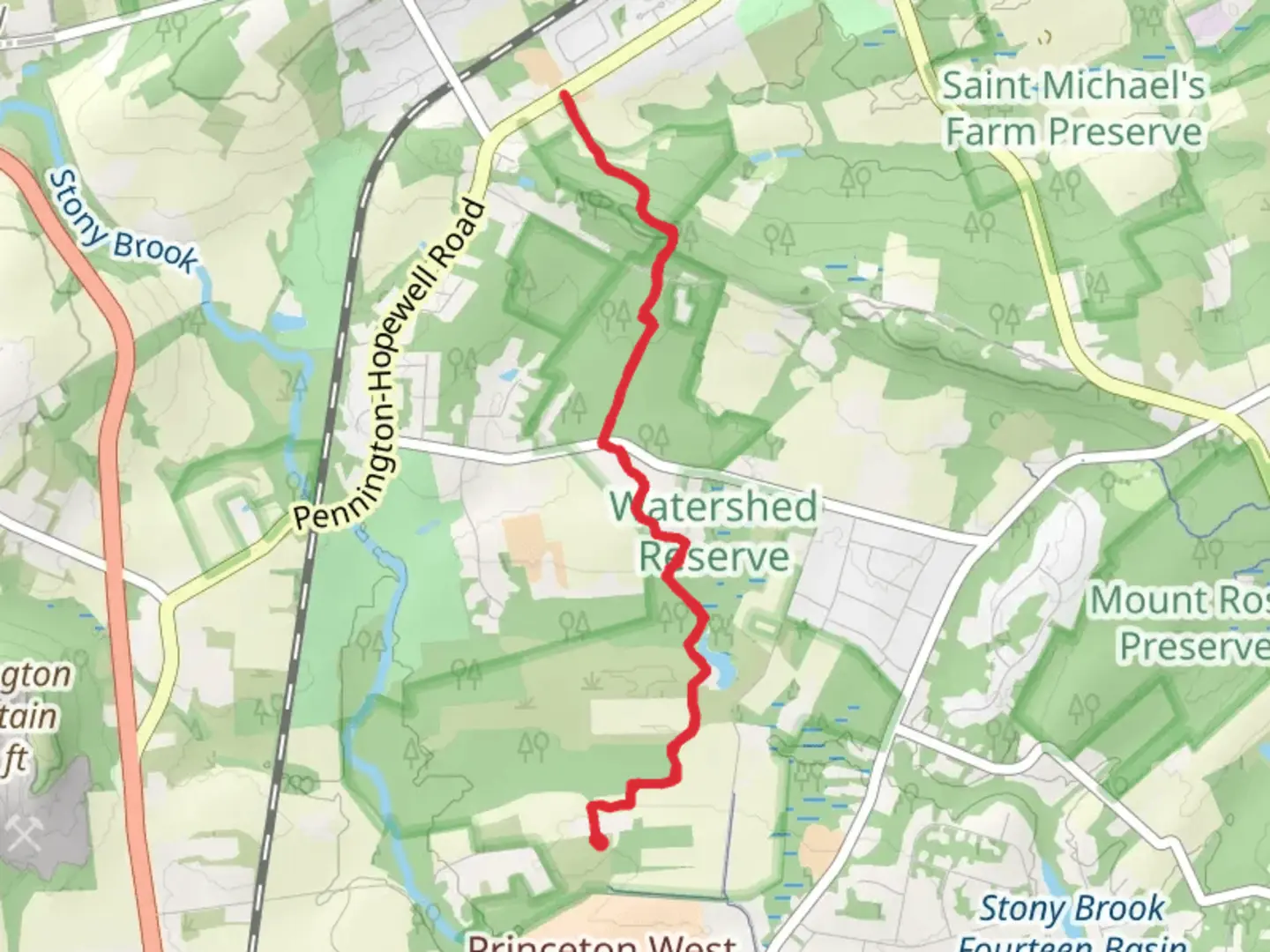An image depicting the trail Watershed Trail and its surrounding area.