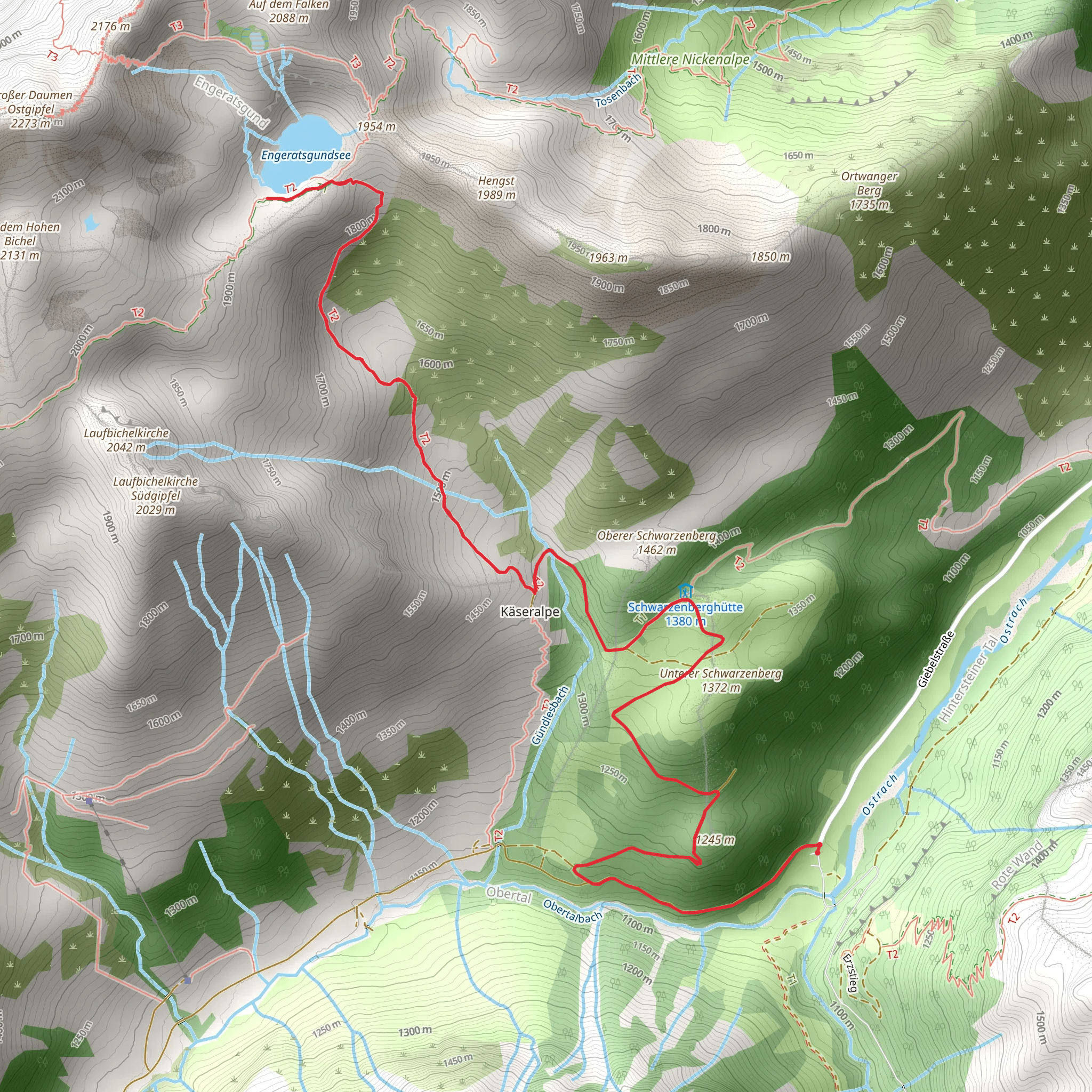 Engeratsgundsee Walk via Untere Schwarzenbergalpe mobile static map