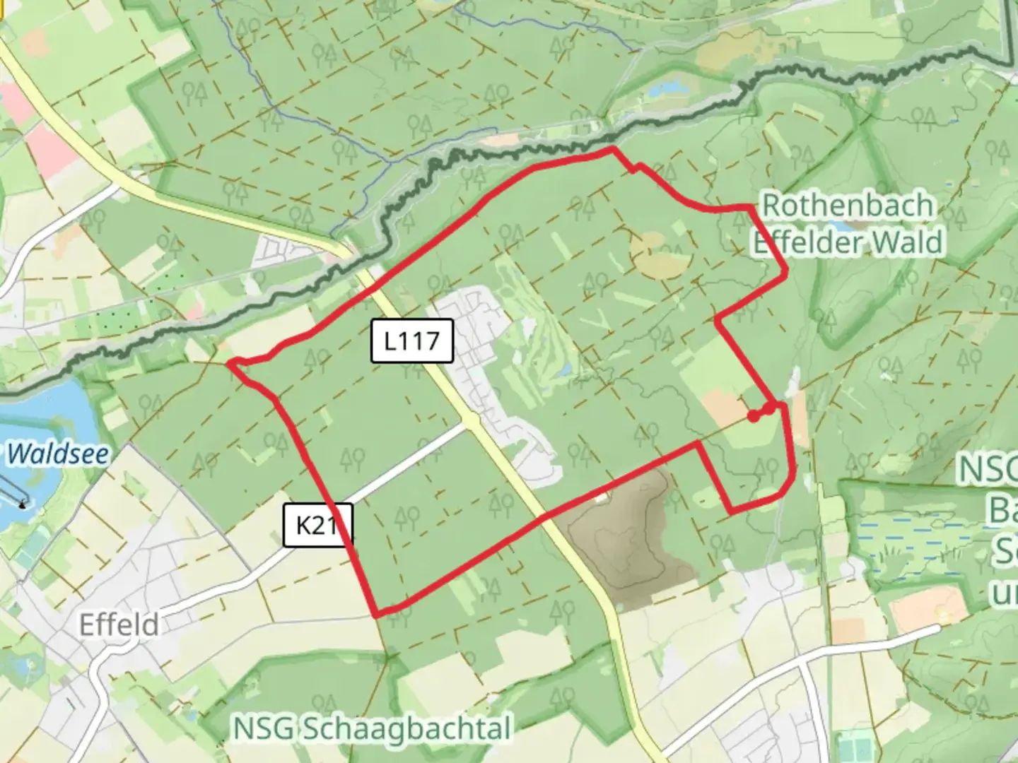 An image depicting the trail Effelder Wald Loop and its surrounding area.